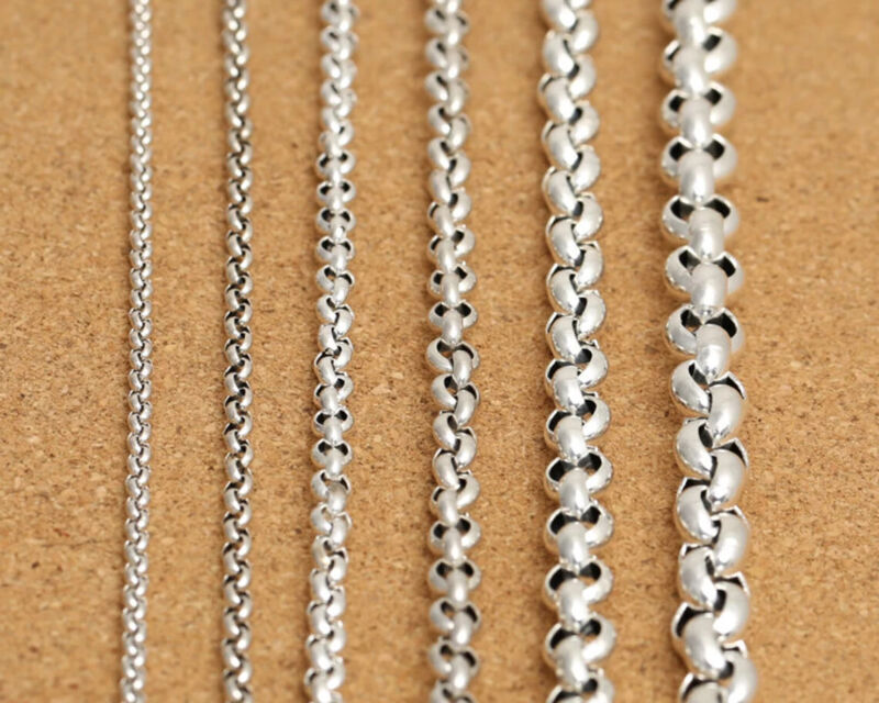 Sterling Silver Rolo Chain Necklace 3.5mm 4mm 5mm 6mm 8mm 18 20 22 24 26 28″