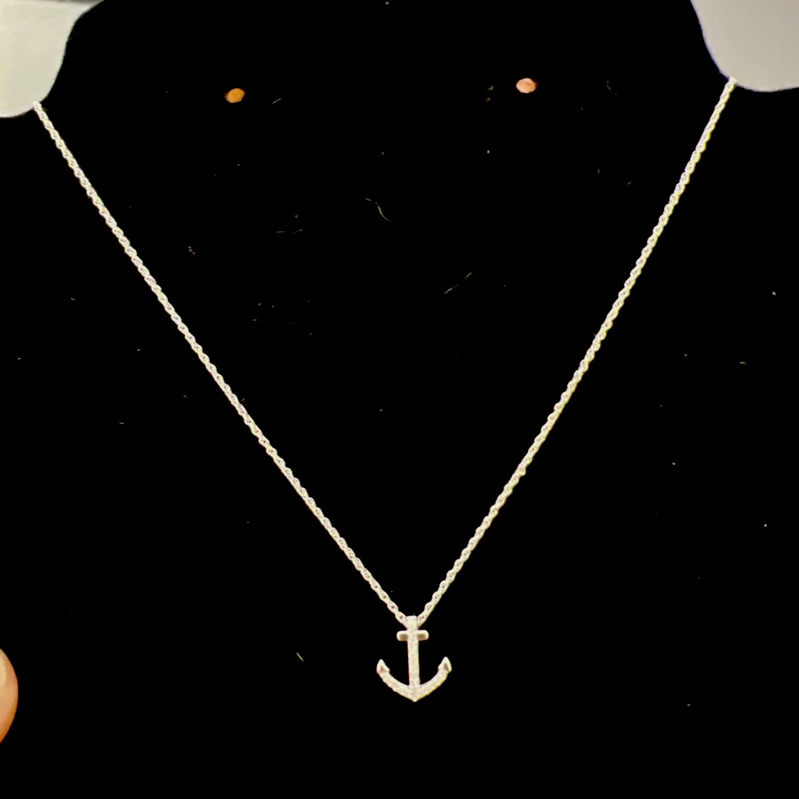 Womens White Gold RhodiumSterling Silver 0.076 CTW Diamond Necklace