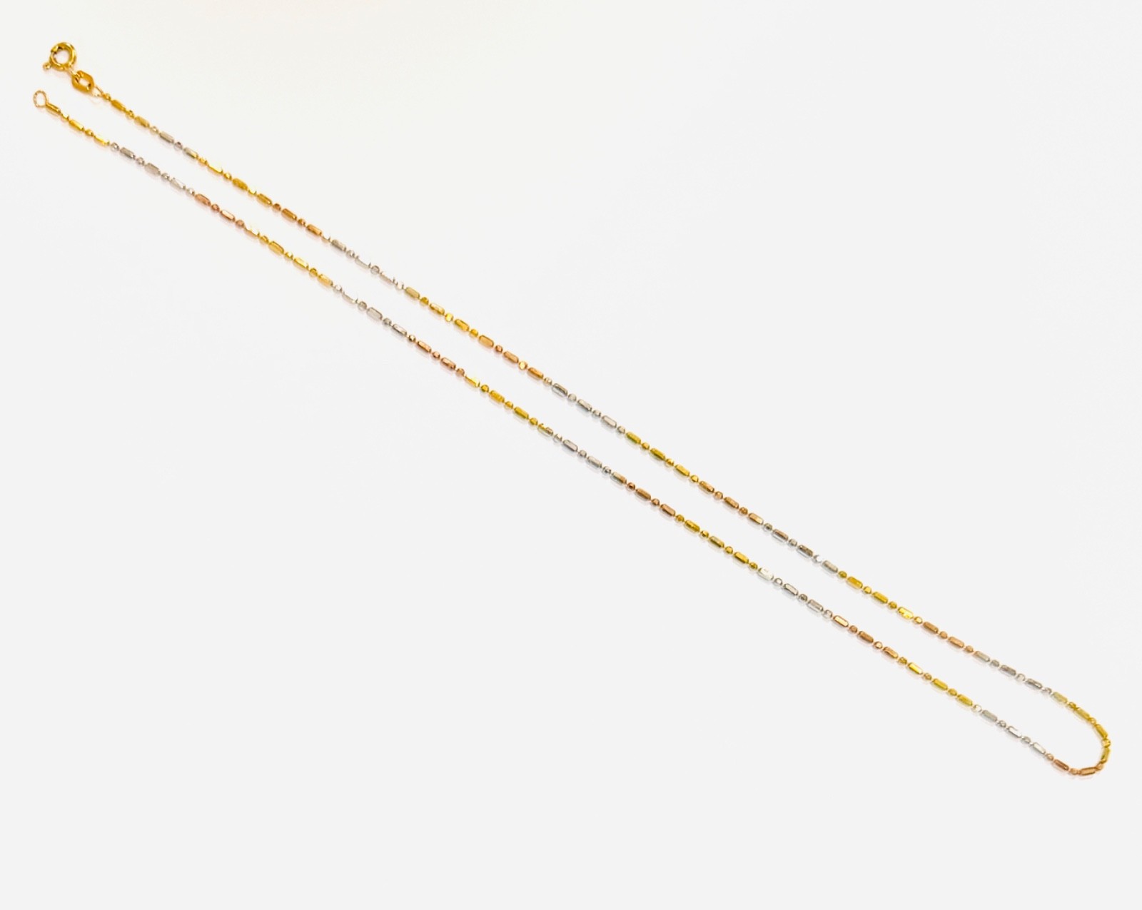 Italian Solid 14k Multi-Tone Yellow, Rose, & White Gold Chain Necklace 18″