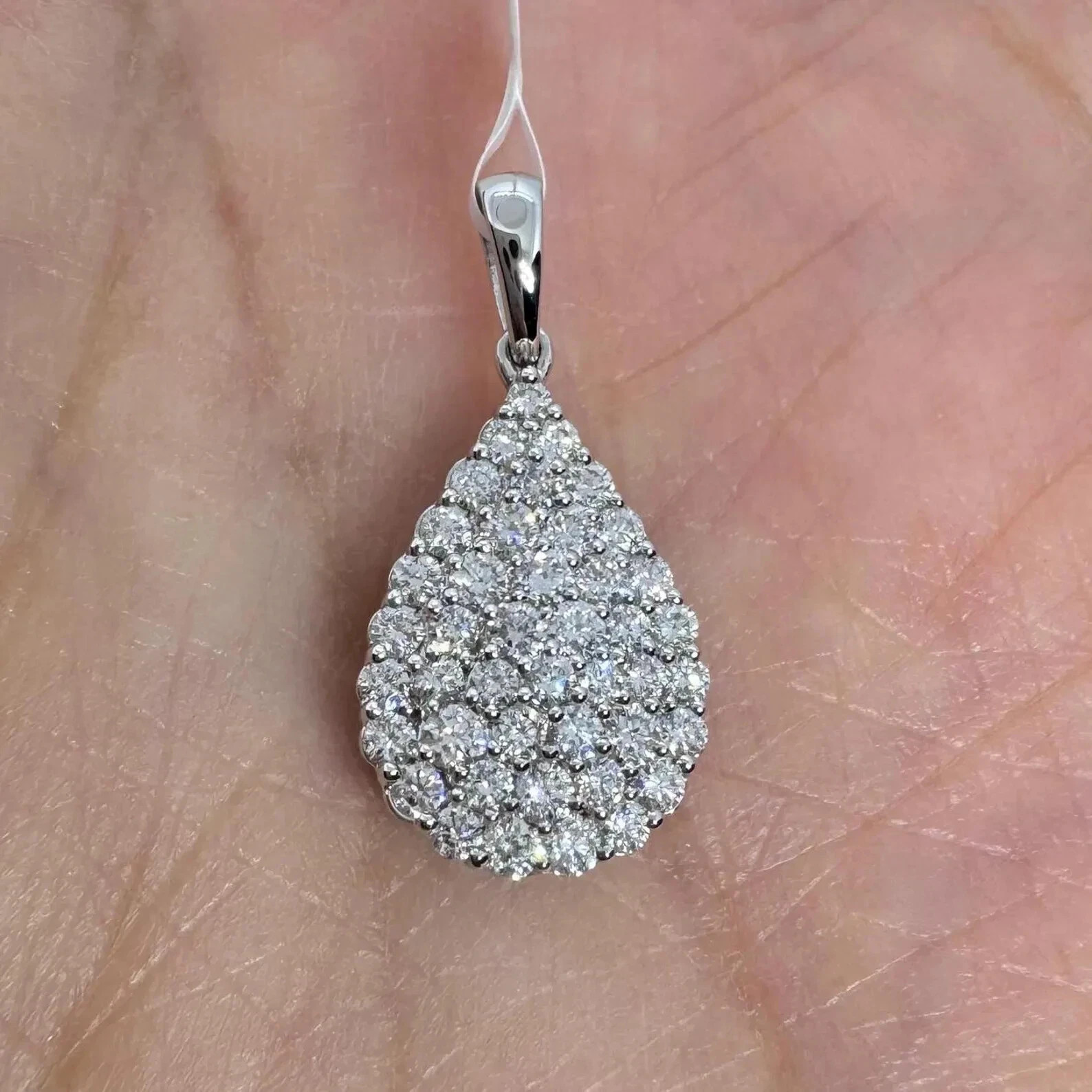 Women’s Drop Pendant Chain 2CT Round Lab-created Diamond 14K White Gold Plated