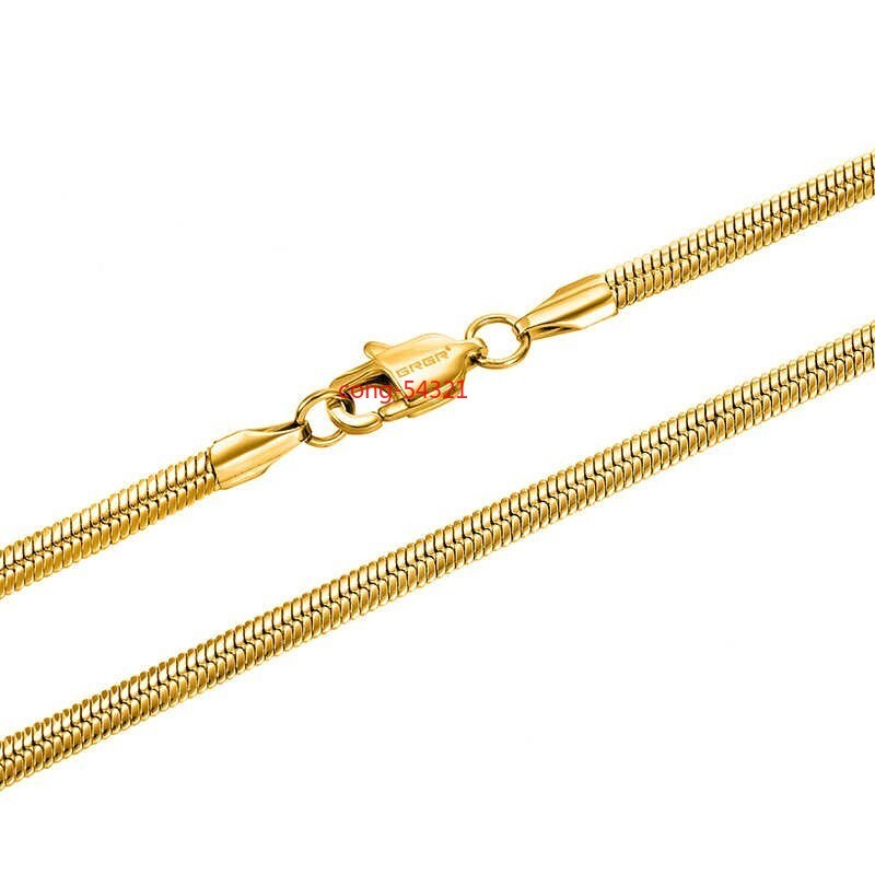 14K Solid Yellow Gold 3.5mm Flat Snake Chain Necklace 18″ 20″ 22″ 24″ Italy-