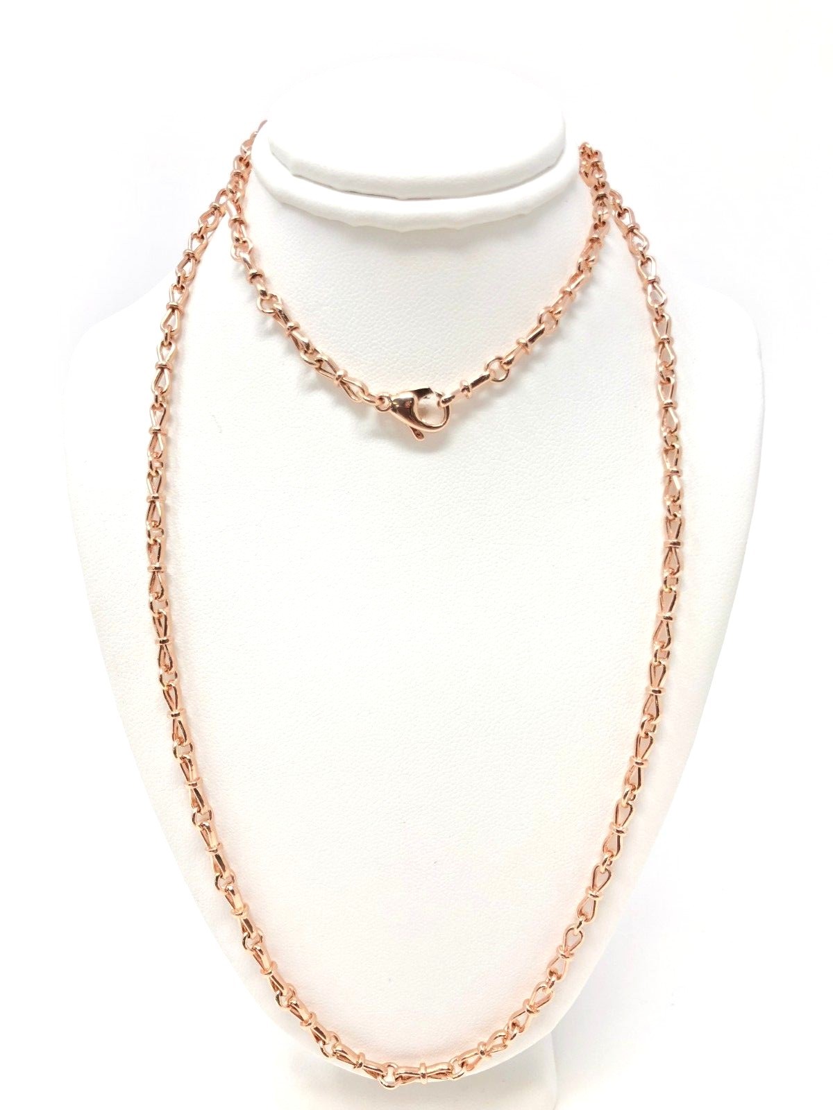 14k Rose Gold Solid Handmade Bow Fashion Link Chain Necklace 22″ 3.5mm 23.5grams