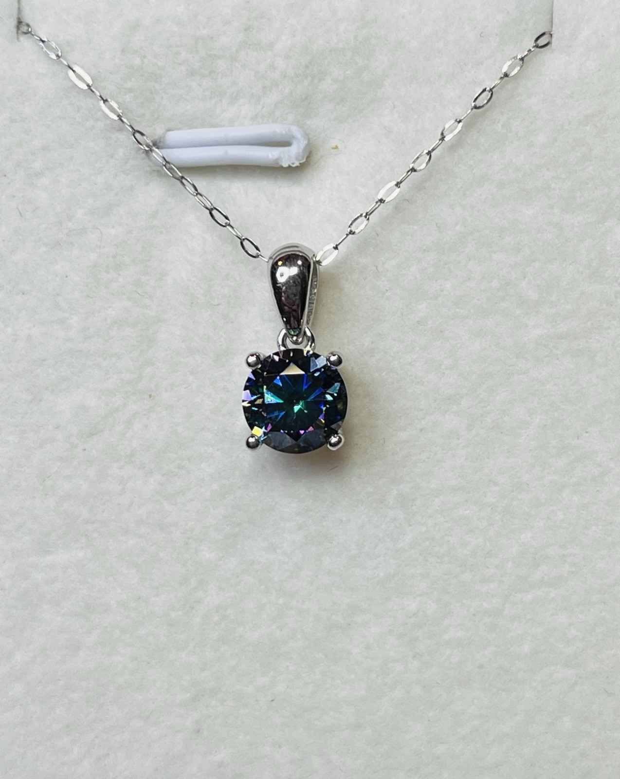 925 Sterling Silver 1 CTW VVS1 Dark Blue Purple Moissanite Pendant Necklace