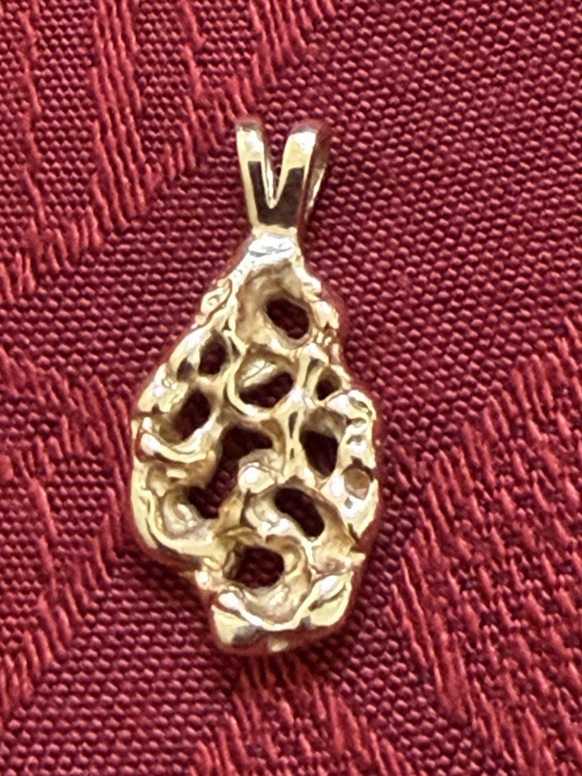 14k Yellow Gold Modern Free Form Nugget Charm Pendant 2.6 Grams