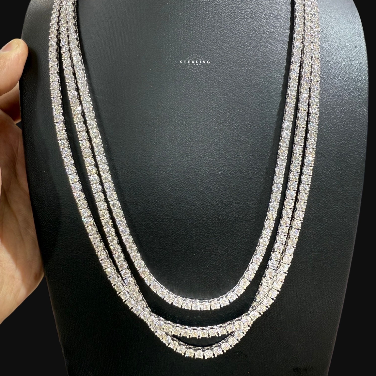 4mm Moissanite Tennis Chain 925 Sterling Silver Pass Tester Necklace 18-24″ Iced