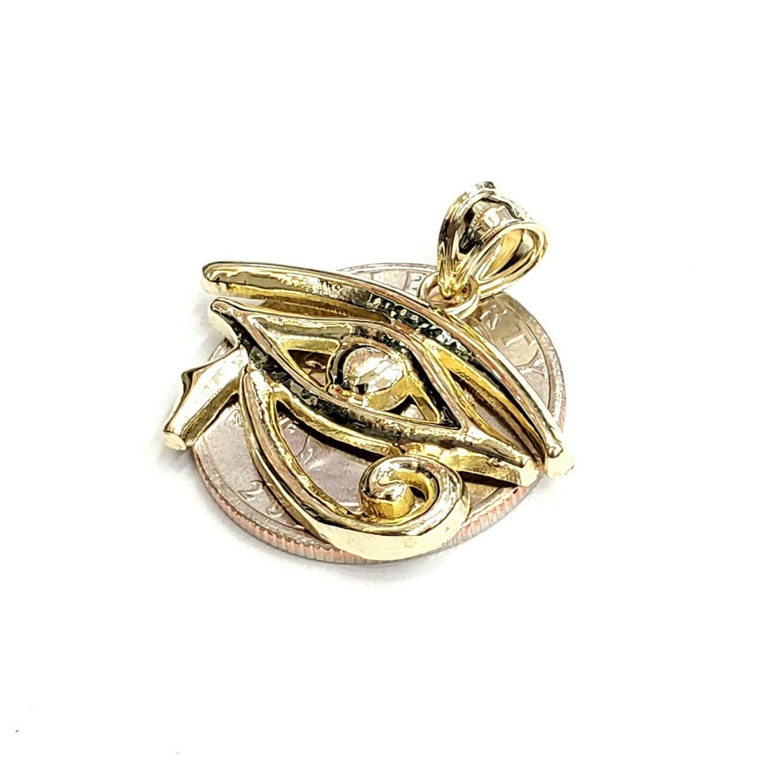 10k yellow Gold Egyptian eye of Horus protection Pendant fine gift jewelry 2.6g