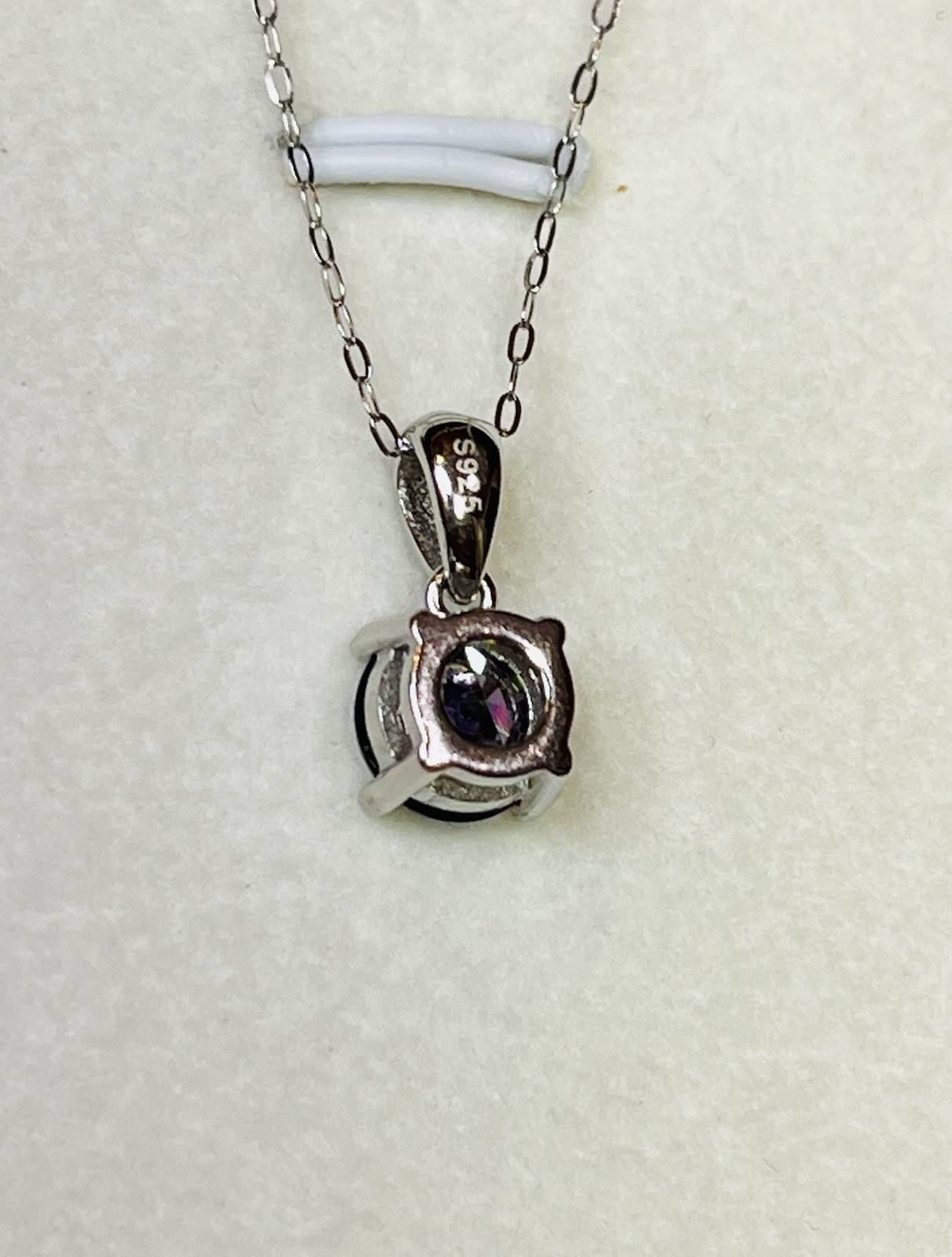 925 Sterling Silver 1 CTW VVS1 Dark Blue Purple Moissanite Pendant Necklace