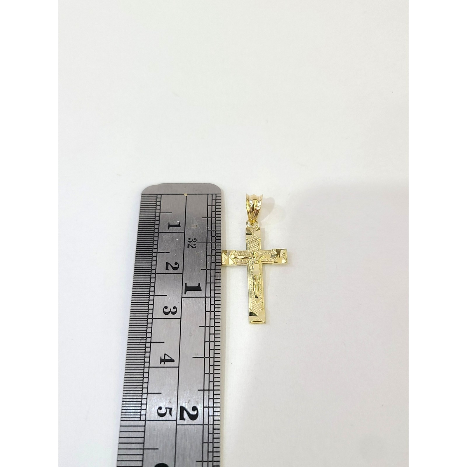 10K Yellow Gold Religious Crucifix Cross Pendant Charm Unisex 1.25″