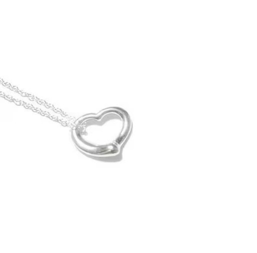 Silver Open Love Heart Pendant + 18 Inch 925 Sterling Silver Chain