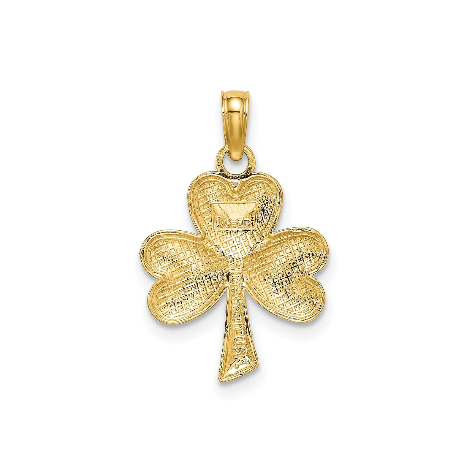 10k Yellow Gold Shamrock Pendant Celtic Three-Leaf Clover Charm for Necklace