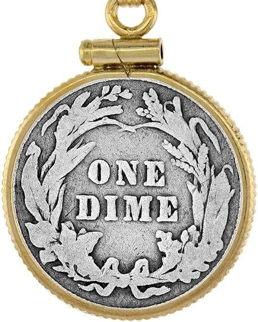 Sterling Silver & Gold Filled Dime Bezel 18 mm Screw Top Coin Edge 10 Cent Coin