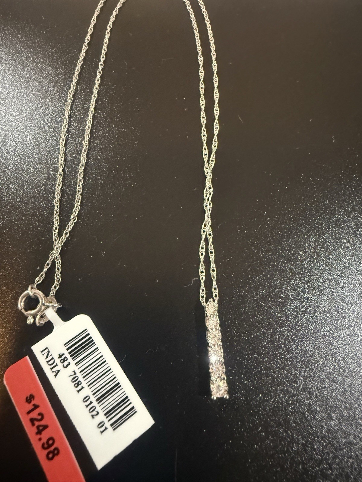JC Penny Sterling Silver 1/10 ct Diamond Pendant Necklace 18″ NEW Original Box