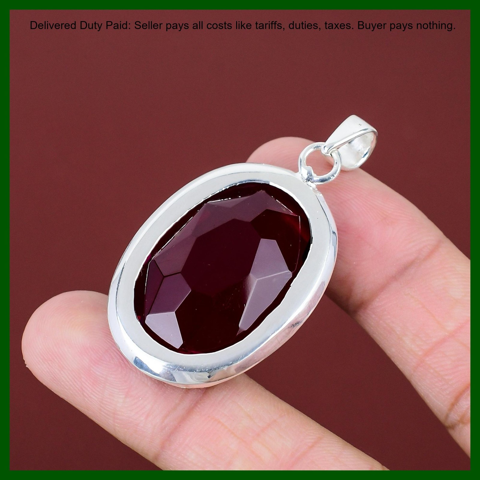 Oval Rubellite Stone Anniversary Sister Birthday Wedding Boho Pendant 925 Silver