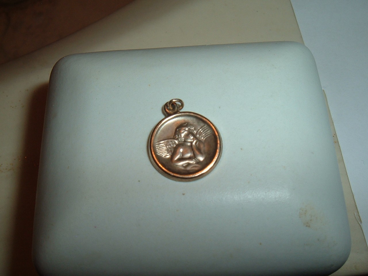 STAMPED 925 YELLOW GOLD OVER STERLING ANGEL PENDANT PPC CHARM BRAND JEWELRY