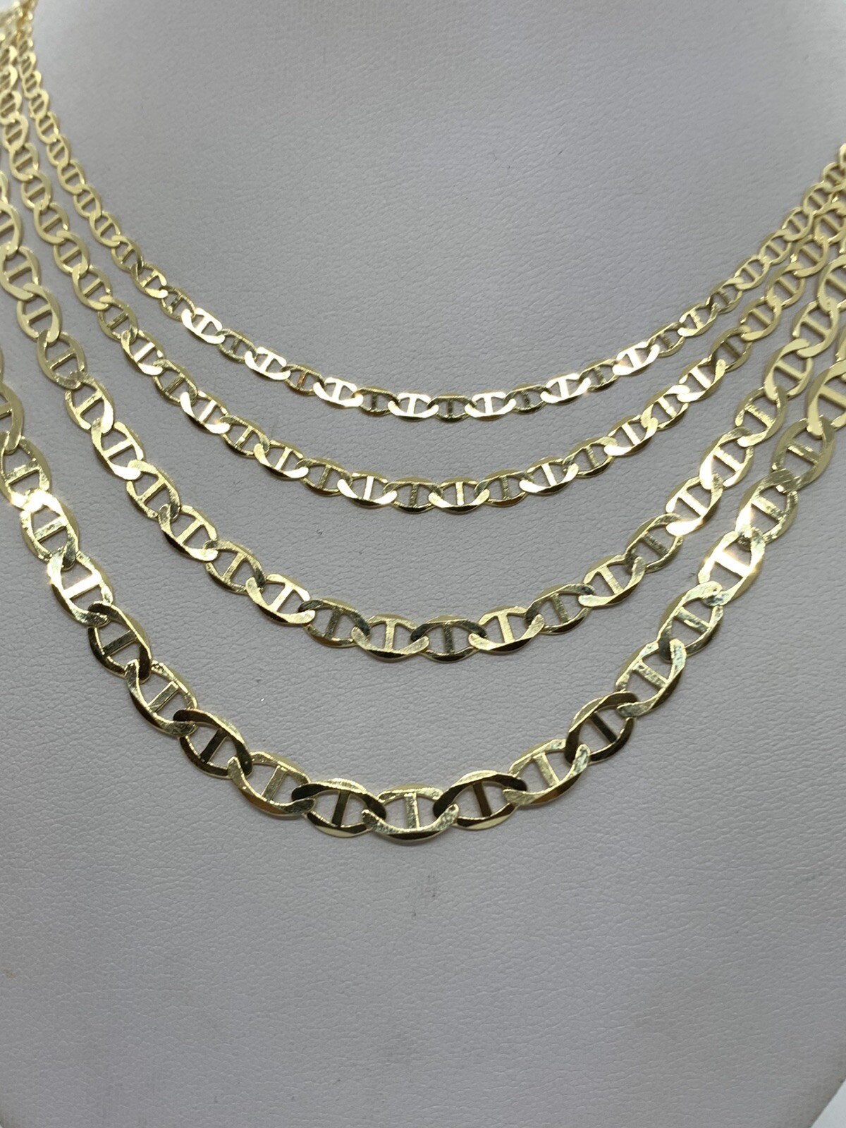 10K Solid Yellow Gold Anchor/Mariner Link Chains Necklace Men’s/Women’s 3.2-6mm