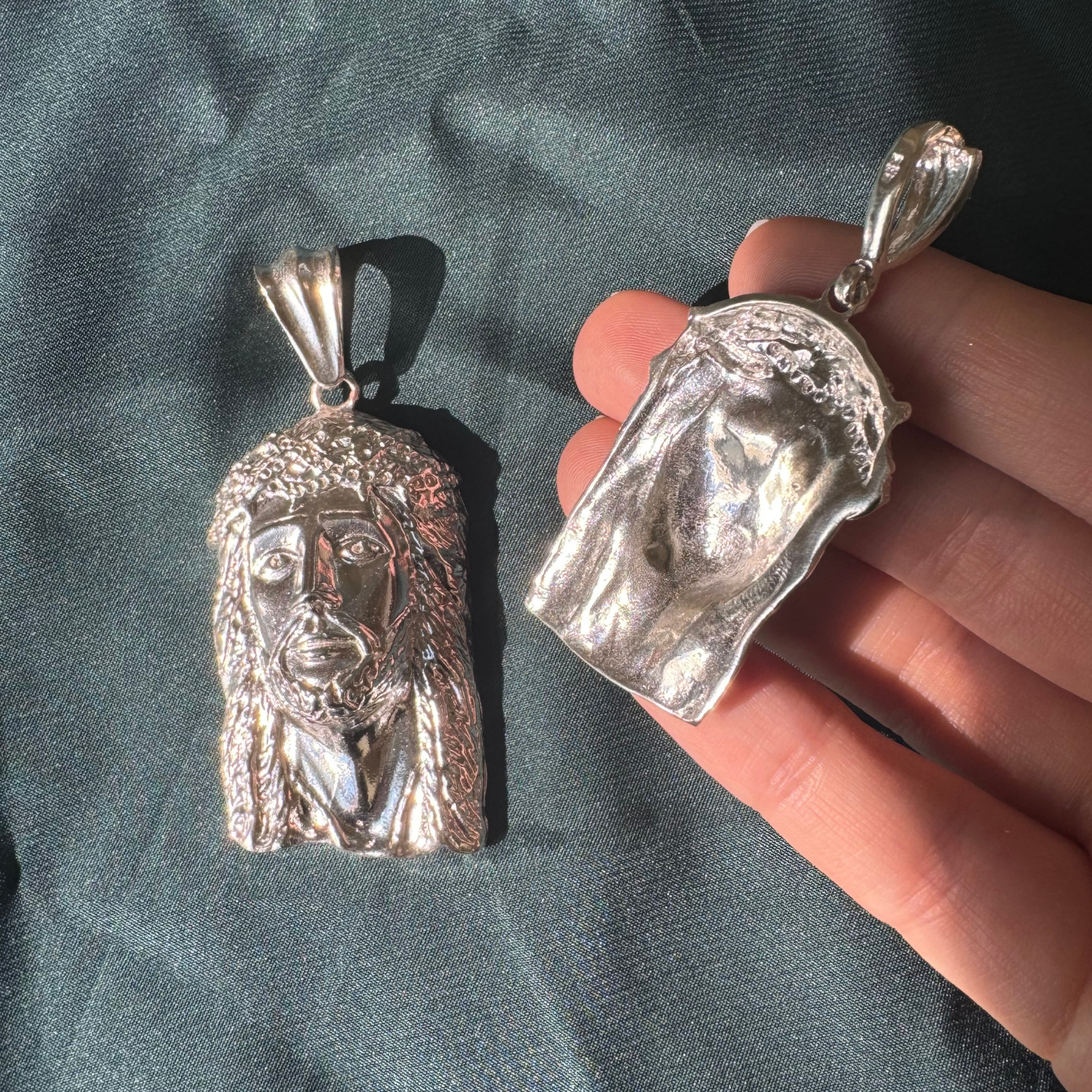Jesus Head 925 Sterling Silver pendant, Religious Charm