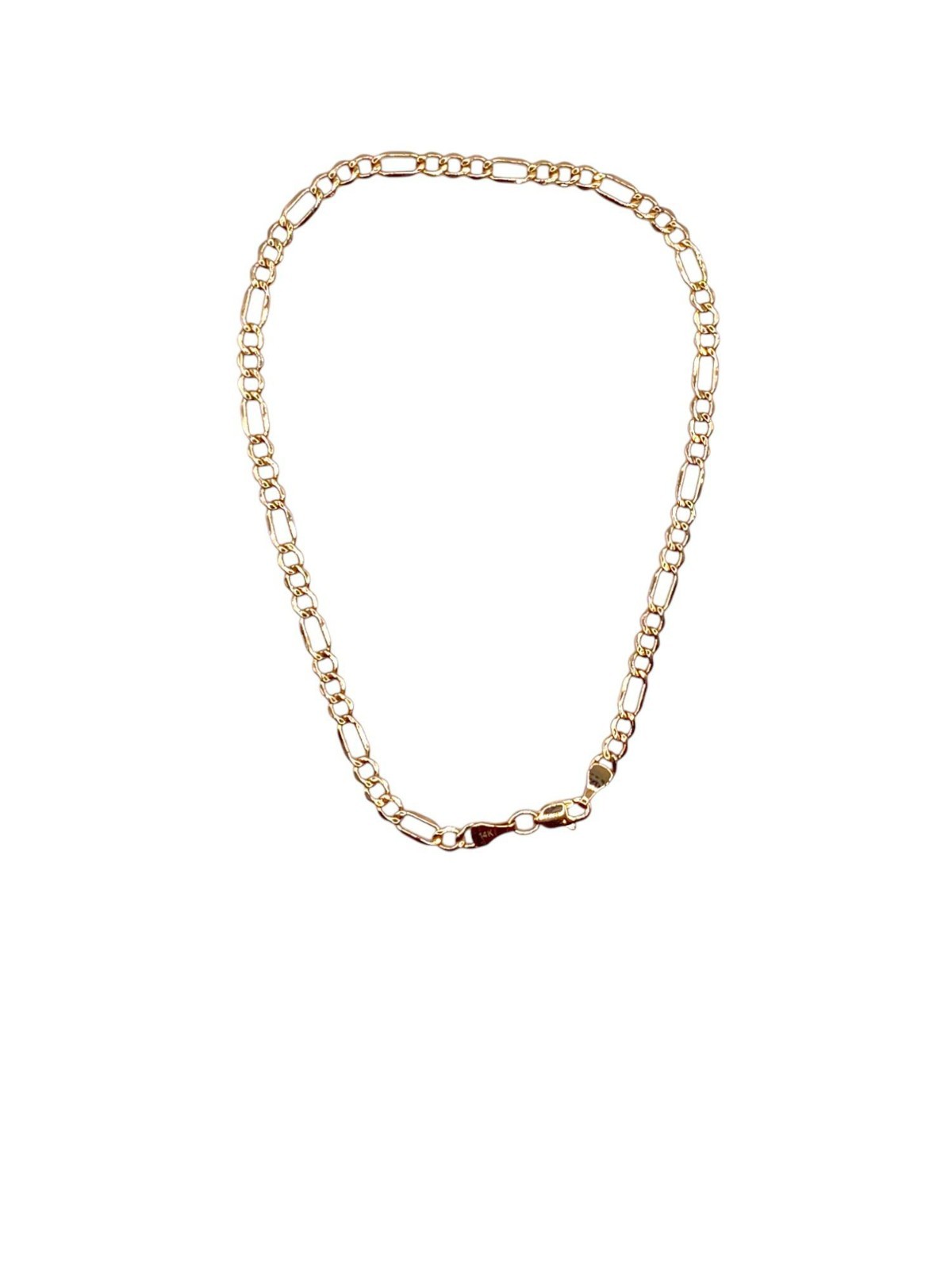 14 Karat Yellow Gold 2.80mm Diamond Cut Classic Figaro Chain – 10 Inches