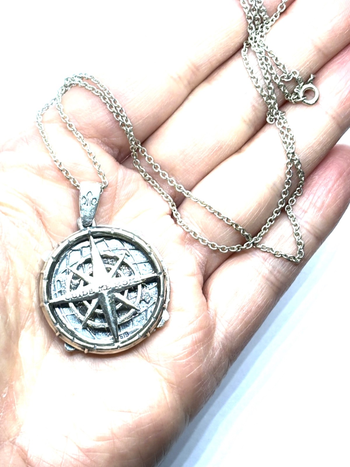 Sterling Silver “The Traveller of 200 Collection” Compass Pendant Necklace 18.9g