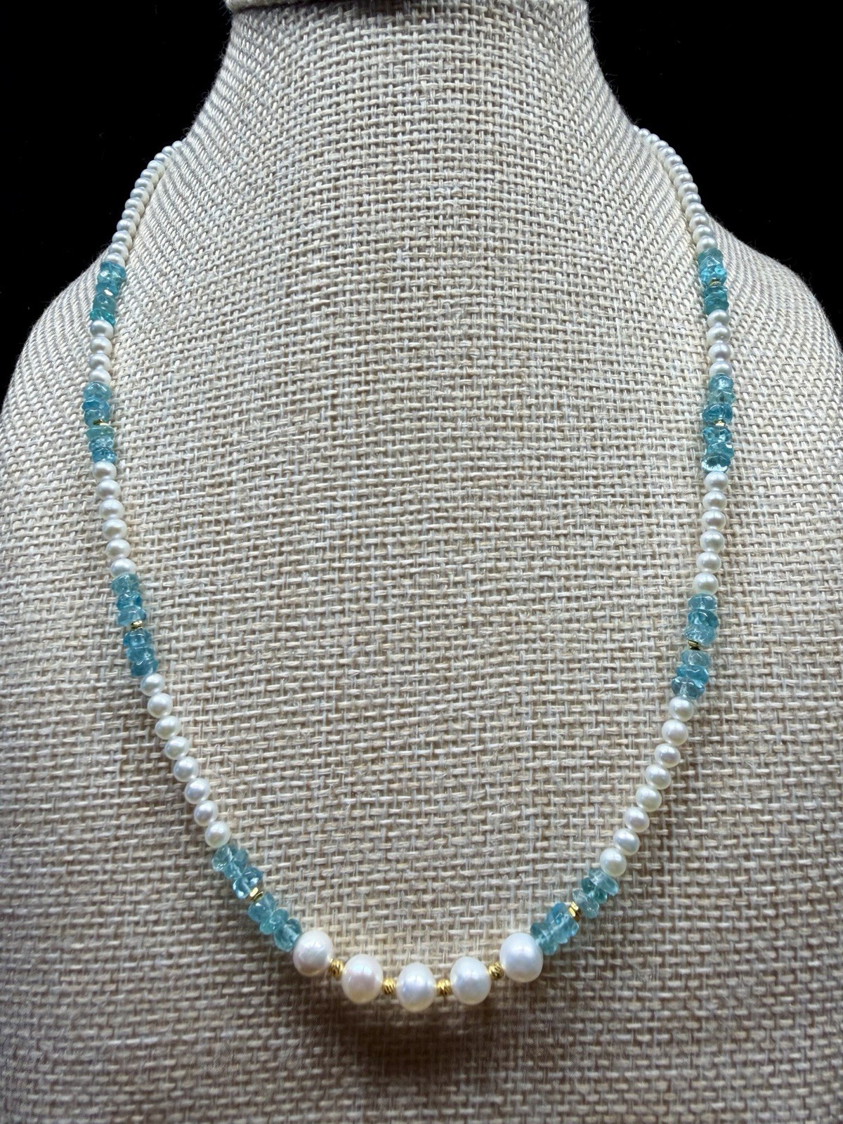Premium Blue Apatite Akoya Pearl Necklace Solid 925 Sterling Silver Gold Plated