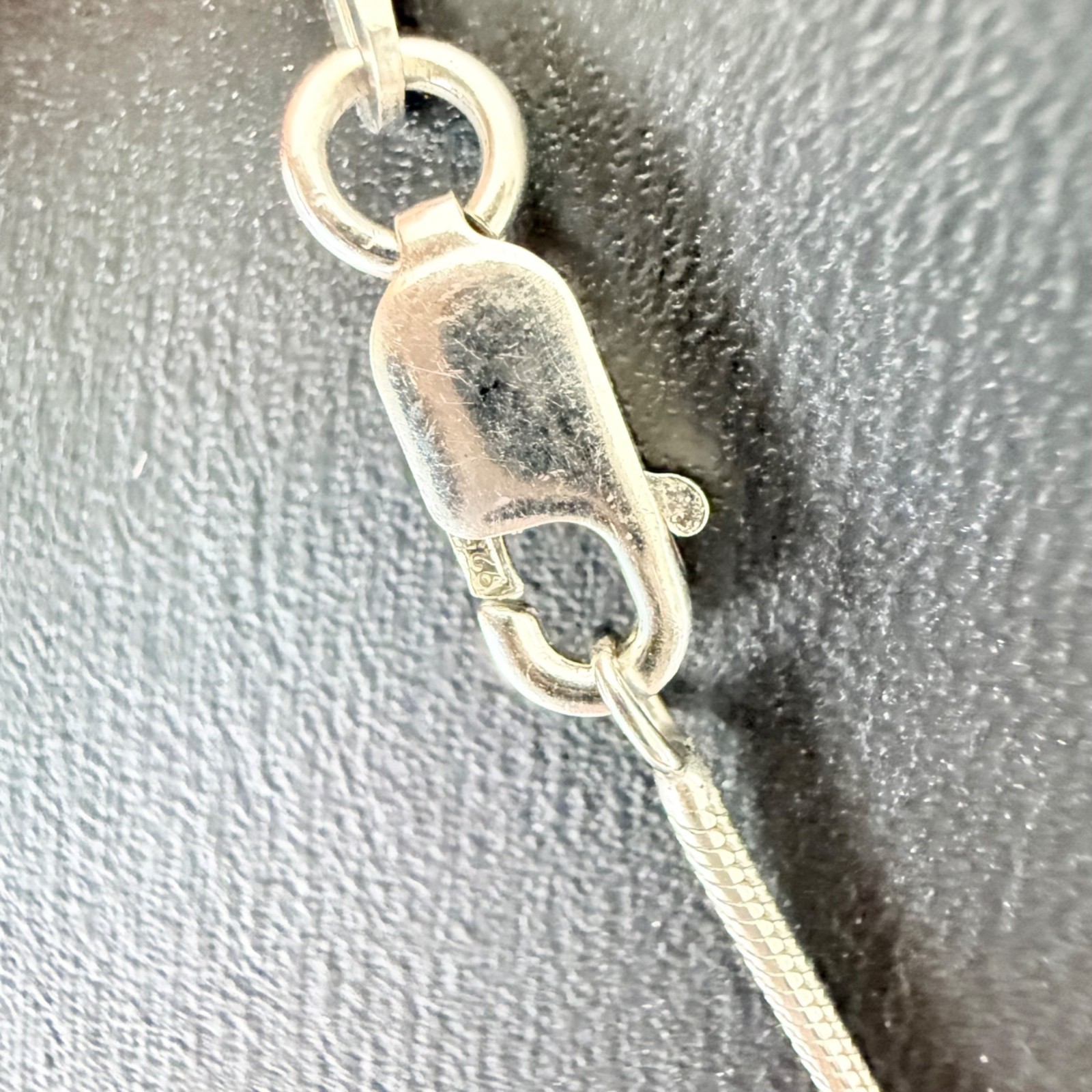 Sterling Silver Snake Chain Necklace Geometric Pendant Square Gemstones Chain