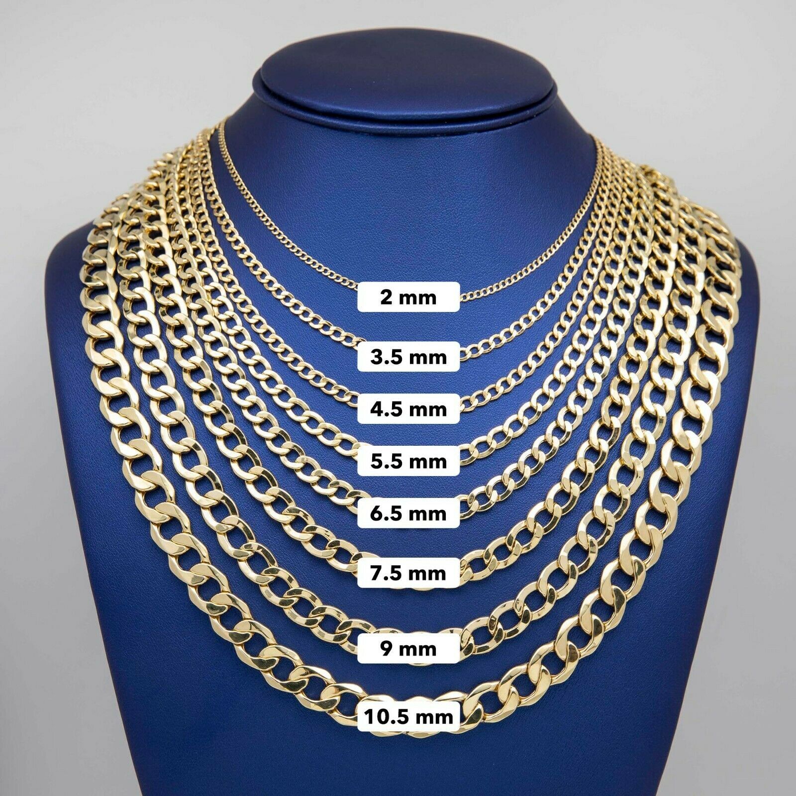 Miami Curb Link Chain Necklace Real 10K Hollow Yellow Gold All Sizes