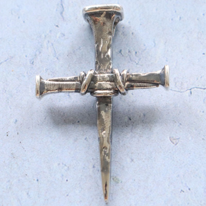 9.5g Cross Of Nails Christianity Pendant Real 925 SOLID STERLING SILVER Pendant