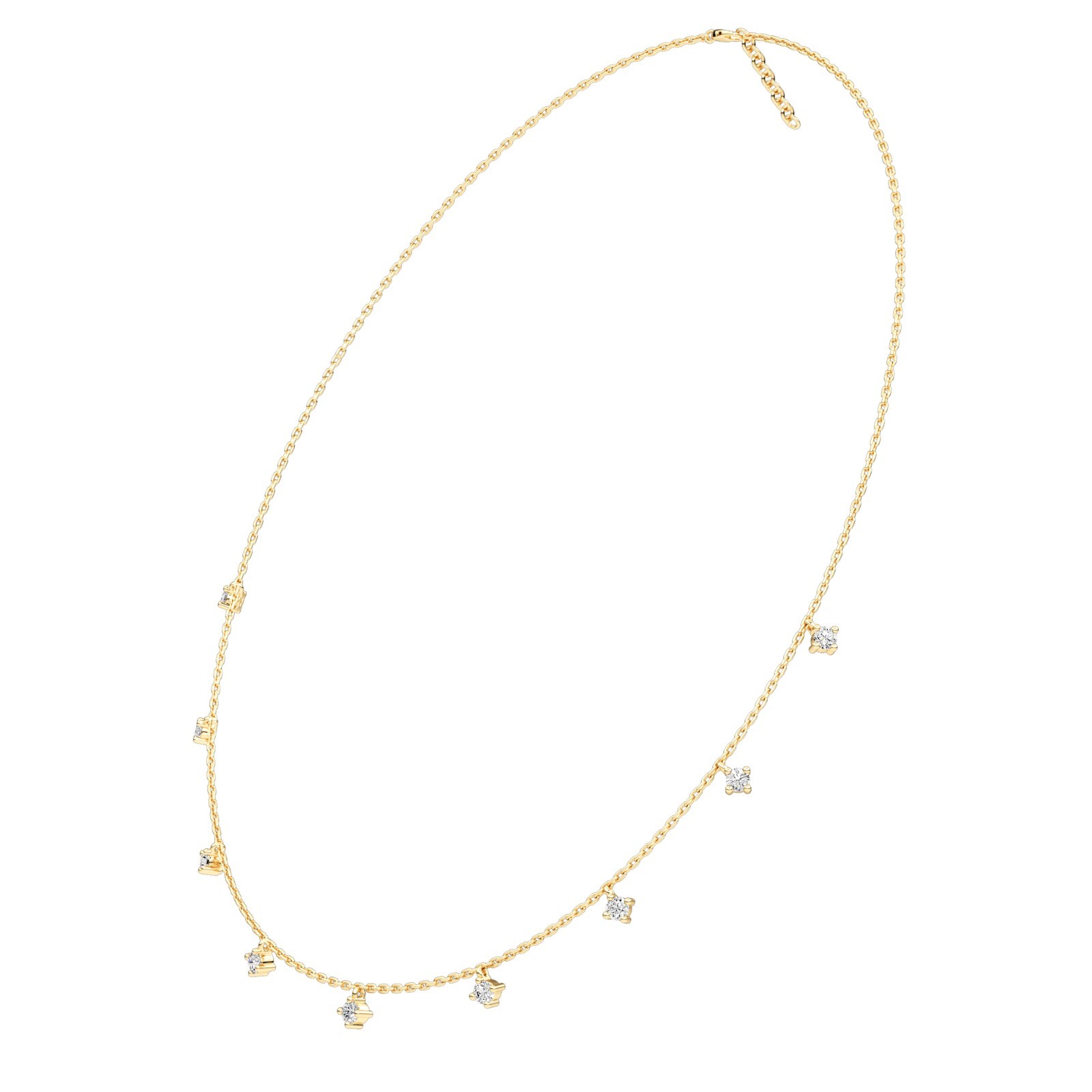 Diamond Necklace 10K 14K 18K Gold Round Brilliant Cut Chain Necklace