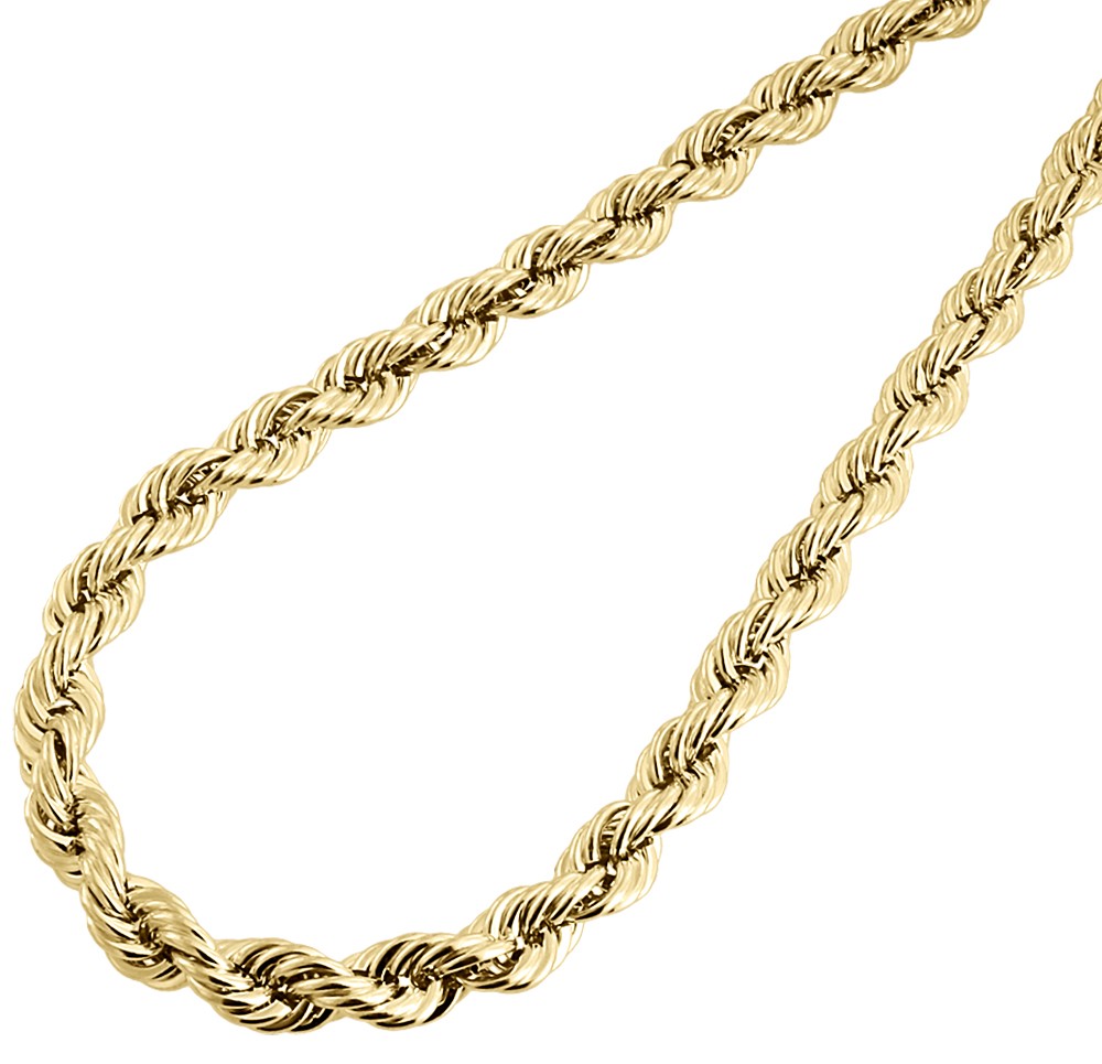 Real 10K Yellow Gold Solid Rope Chain 7mm Shiny Twist Necklace 22-30 Inches