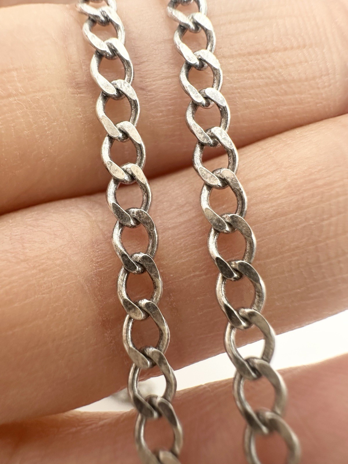925 Mexico Sterling Silver 3mm Curb Chain Necklace 23.5”