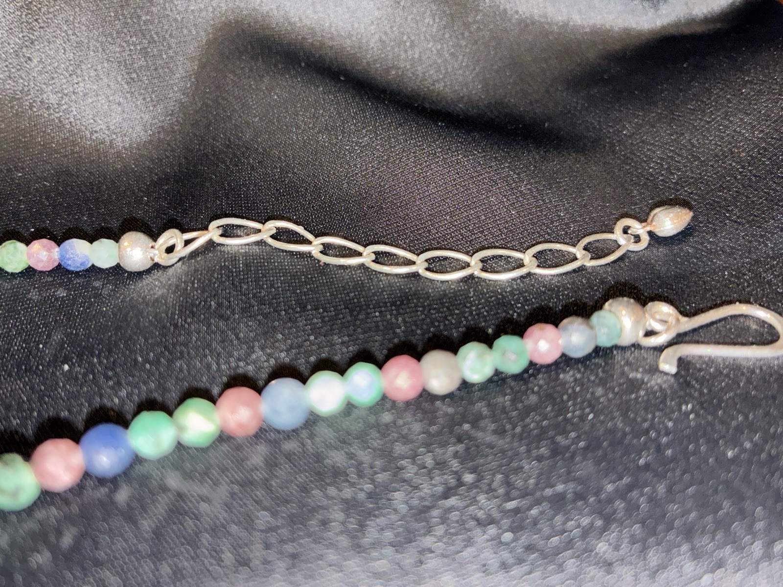Jay King Mine Finds 925 Sterling Silver Multi Gemstone Faceted Bead Necklace 21”