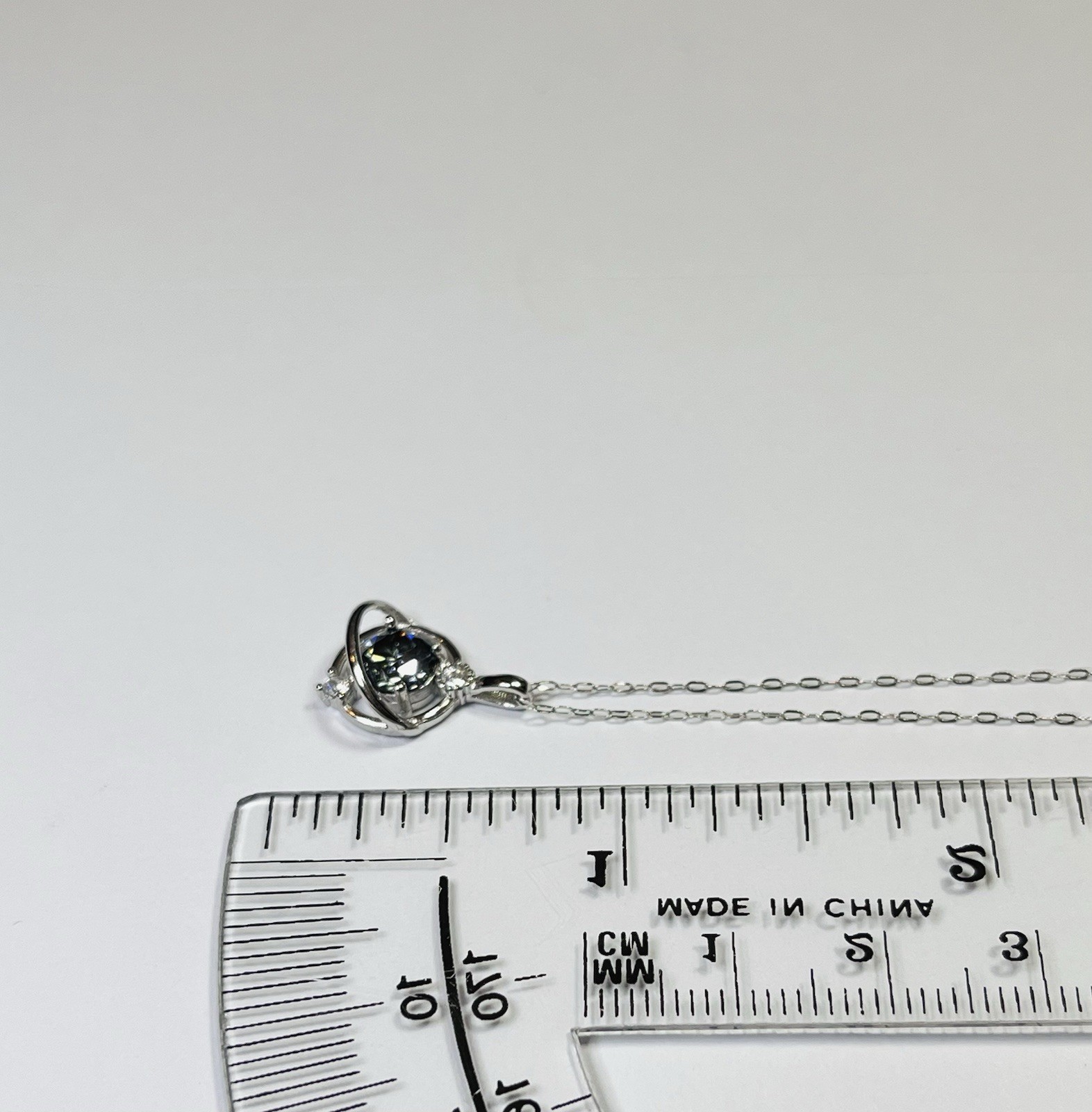 925 Sterling Silver 1 CTW VVS1 Black Moissanite Planet Pendant Necklace
