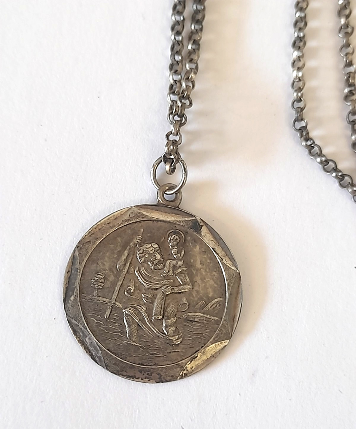 Sterling Silver St Christopher necklace 925 7.8g Travel Gift Signed AD 51.5cm