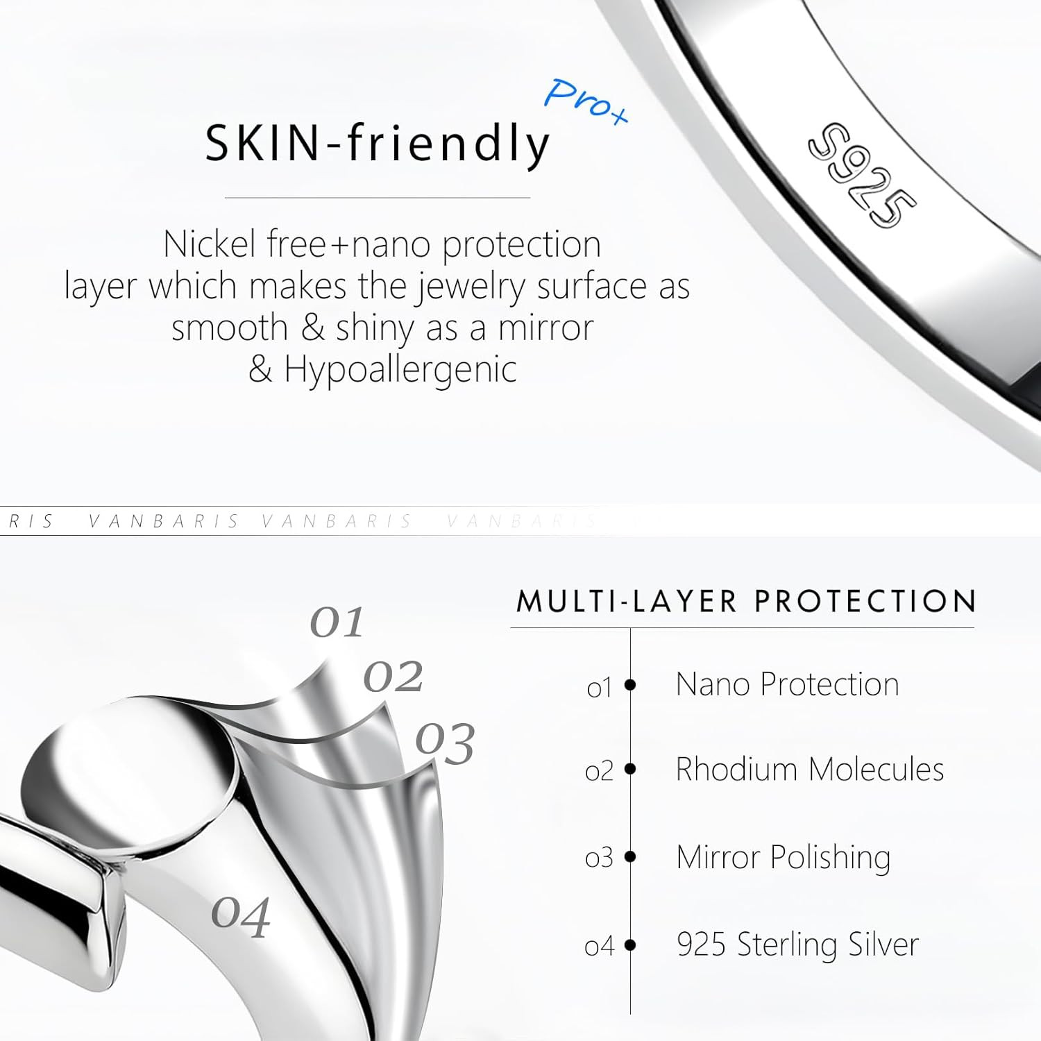 Sterling Silver Necklace Extenders for Women Silver Cha 3 Piece Set (1,2,3 Inch)