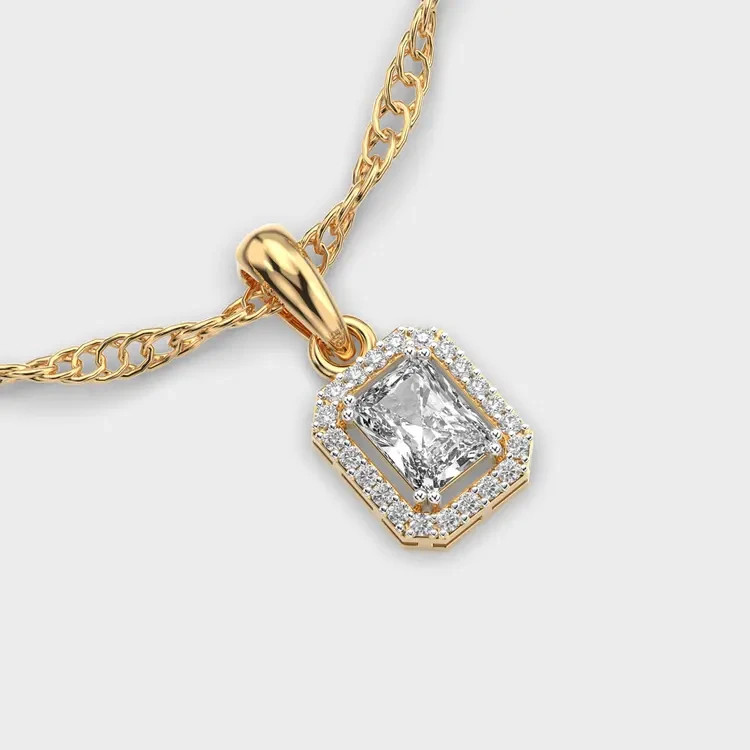 2.00Ct Radiant Shine Pendant 14k gold plated