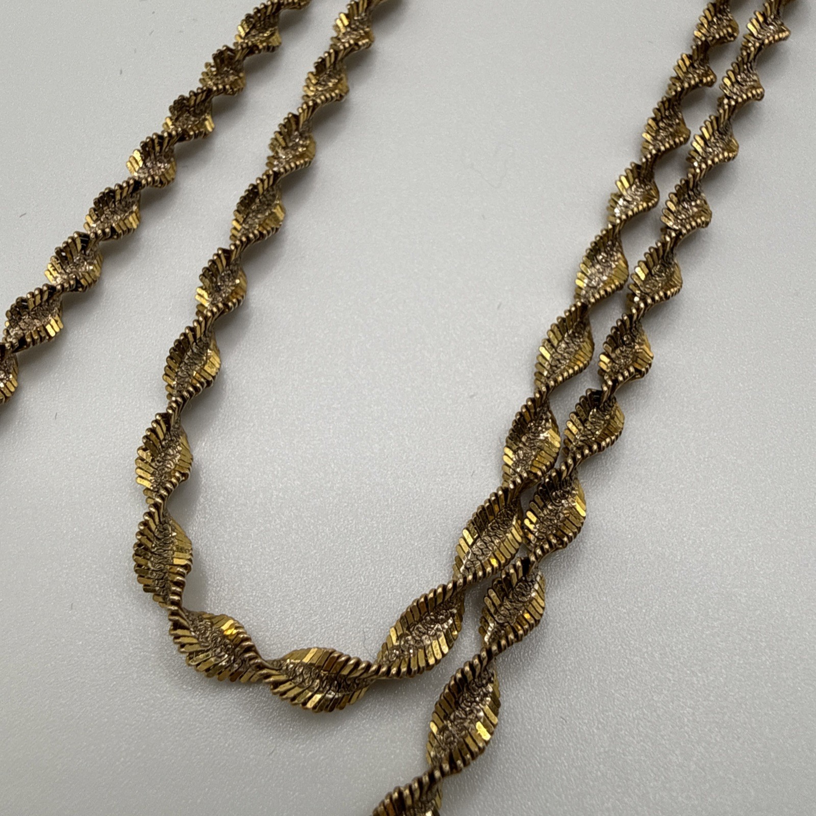 Italy 925 Mixed Metal Twisted Chain Necklace Vermeil 26” READ