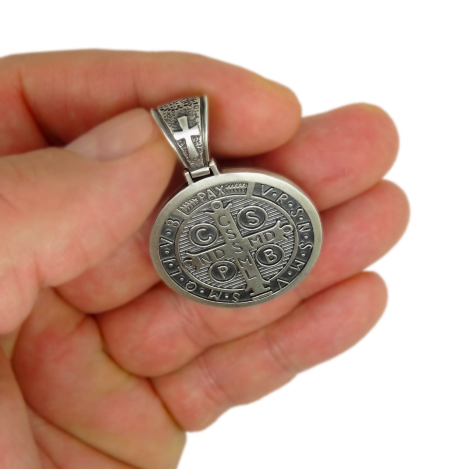 Saint Benedict Men’s Woman’s Silver 925 Pendant Medal Cross Exorcism with Chain