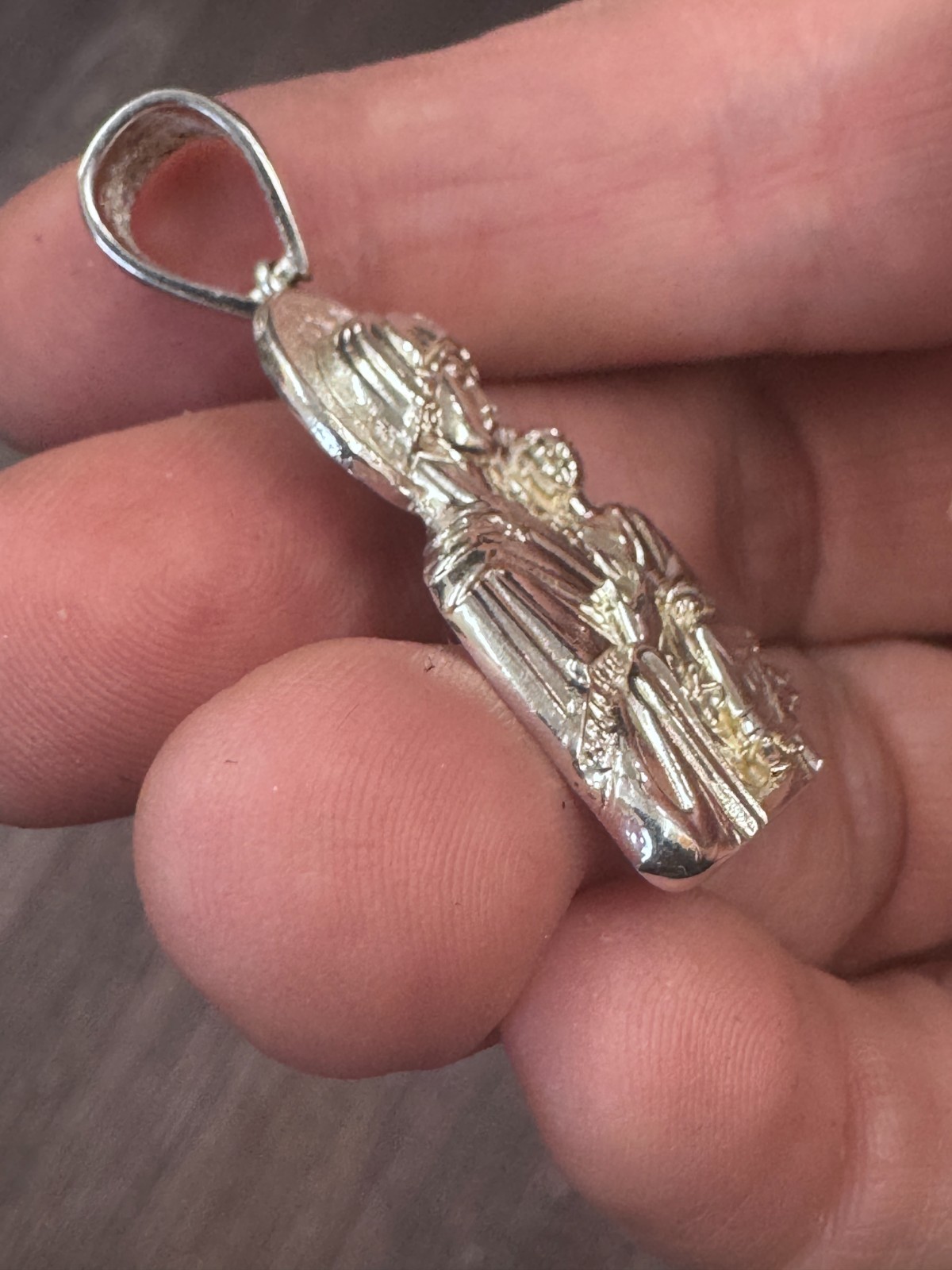 Virgin Mary Blessed Mother and Jesus Lady Theotokos Icon 1.5″ Pendant Silver 925