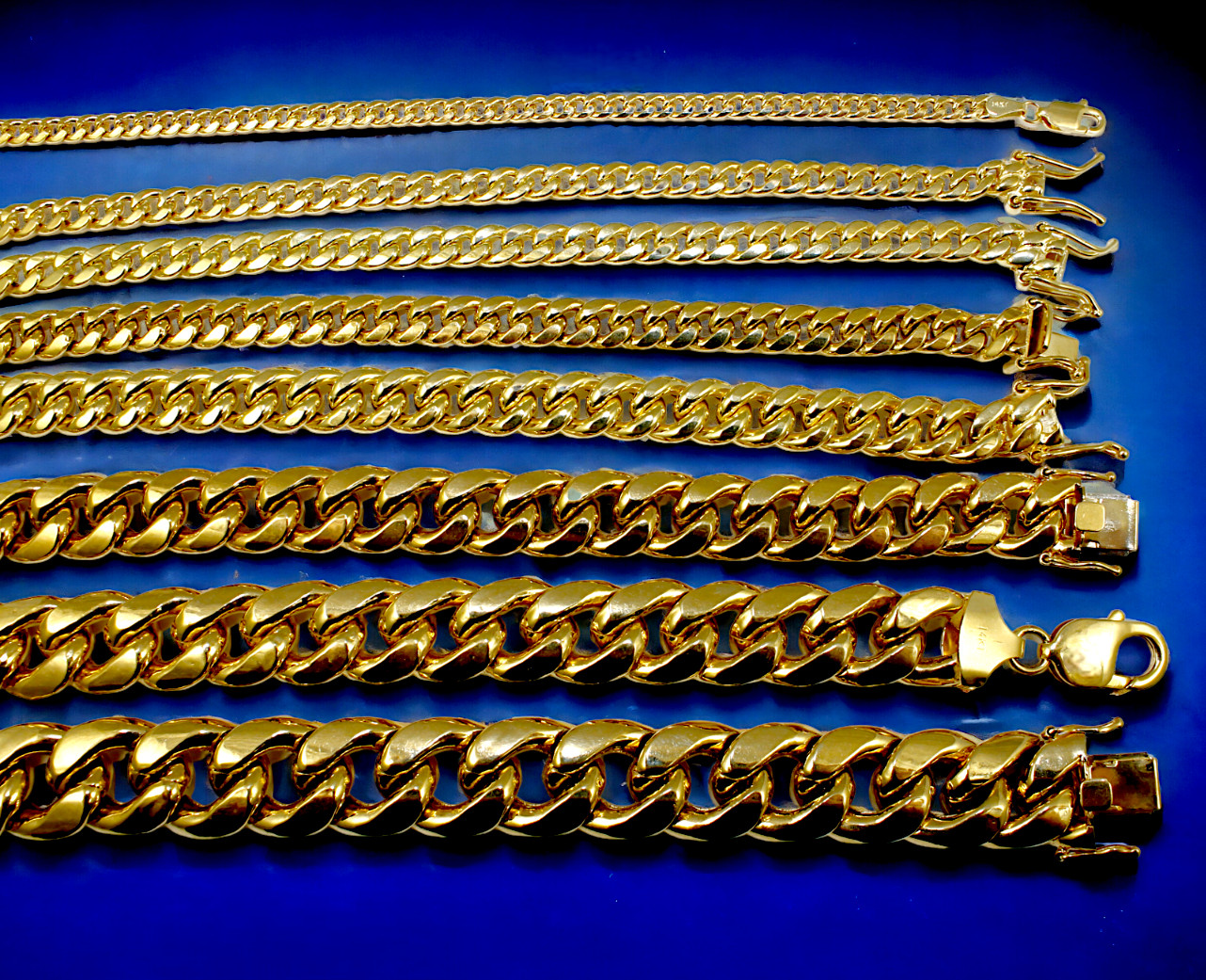 14K Yellow Gold Miami Cuban Link Bracelet Chain Real Gold 3mm-15mm 7″-9″