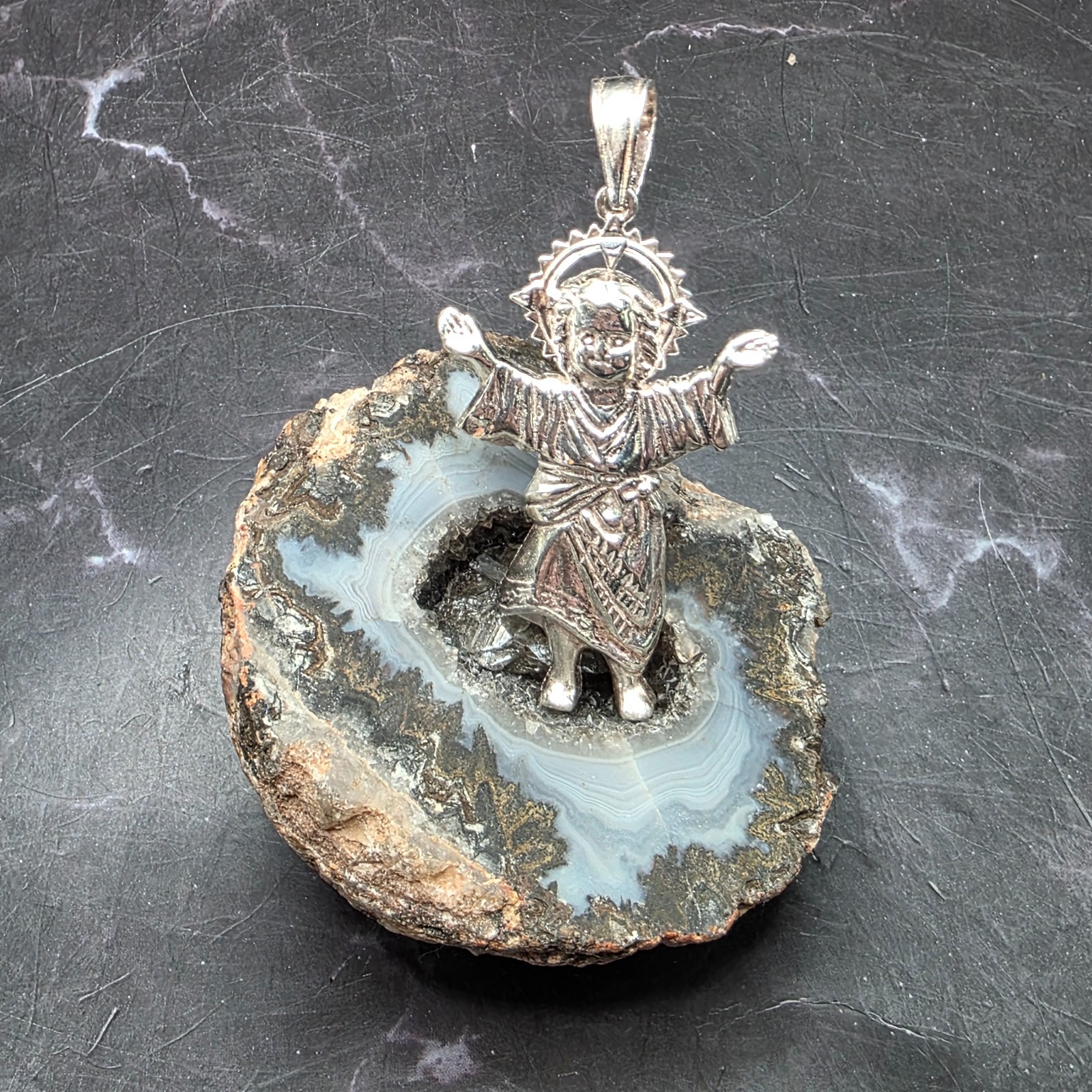 Vtg 925 Sterling Silver Baby Jesus “Divine Child” Pendant