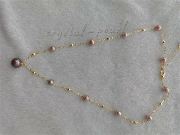 Stunning 20 ” AAA+ south sea NATURAL purple PEARL NECKLACE 14K