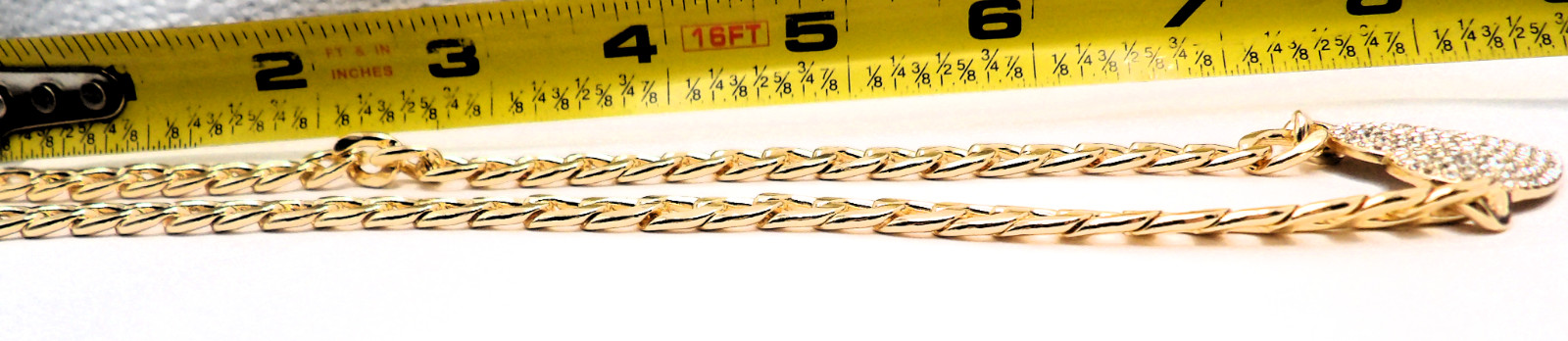 Gold Tone Heart Pendant Necklace Rhinestone Pave Curb Chain Fashion Jewelry