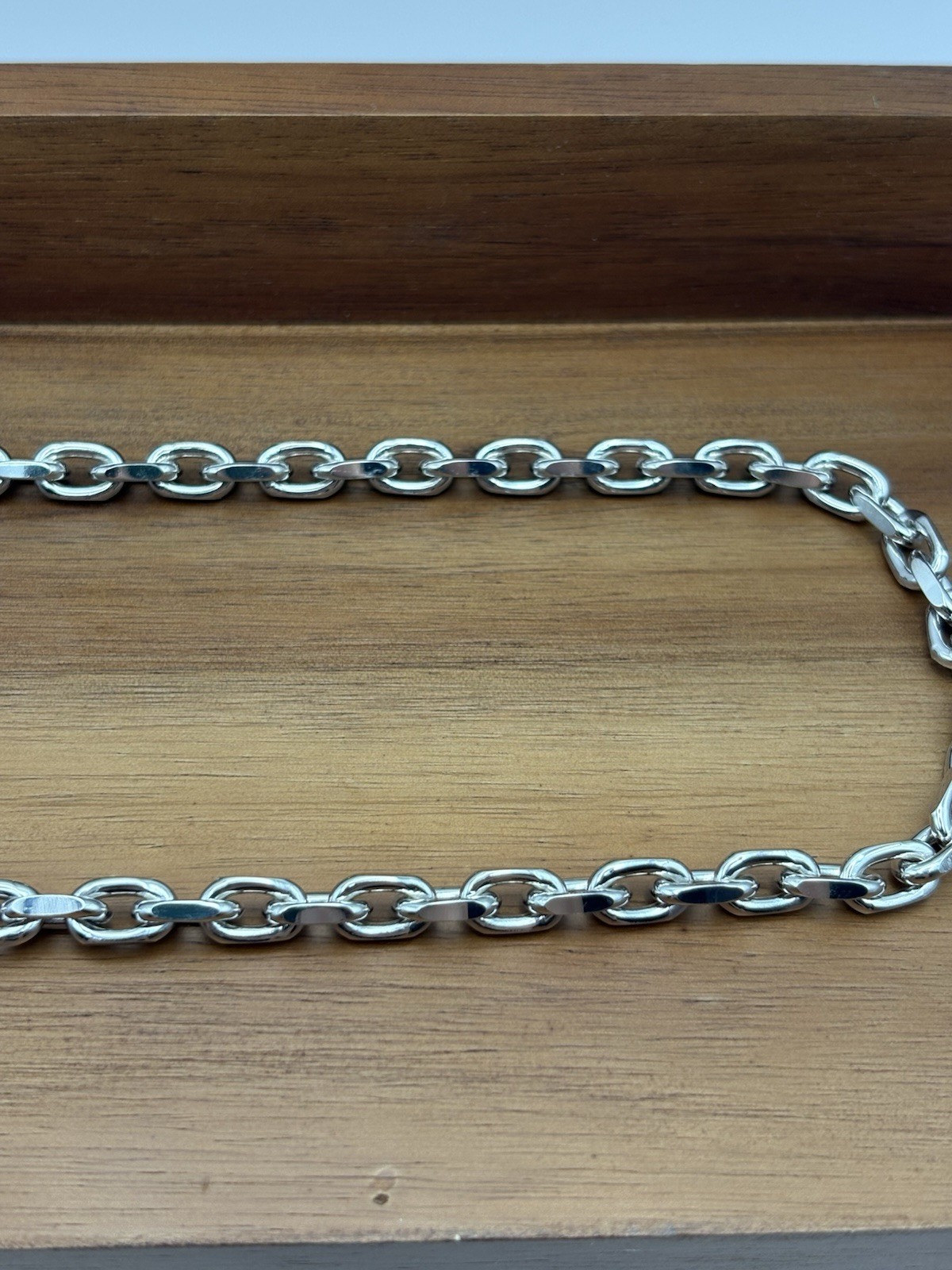 24 INCH 6MM STERLING SILVER HERMES CABLE ANCHOR LINK CHAIN RHODIUM 62.5G 925