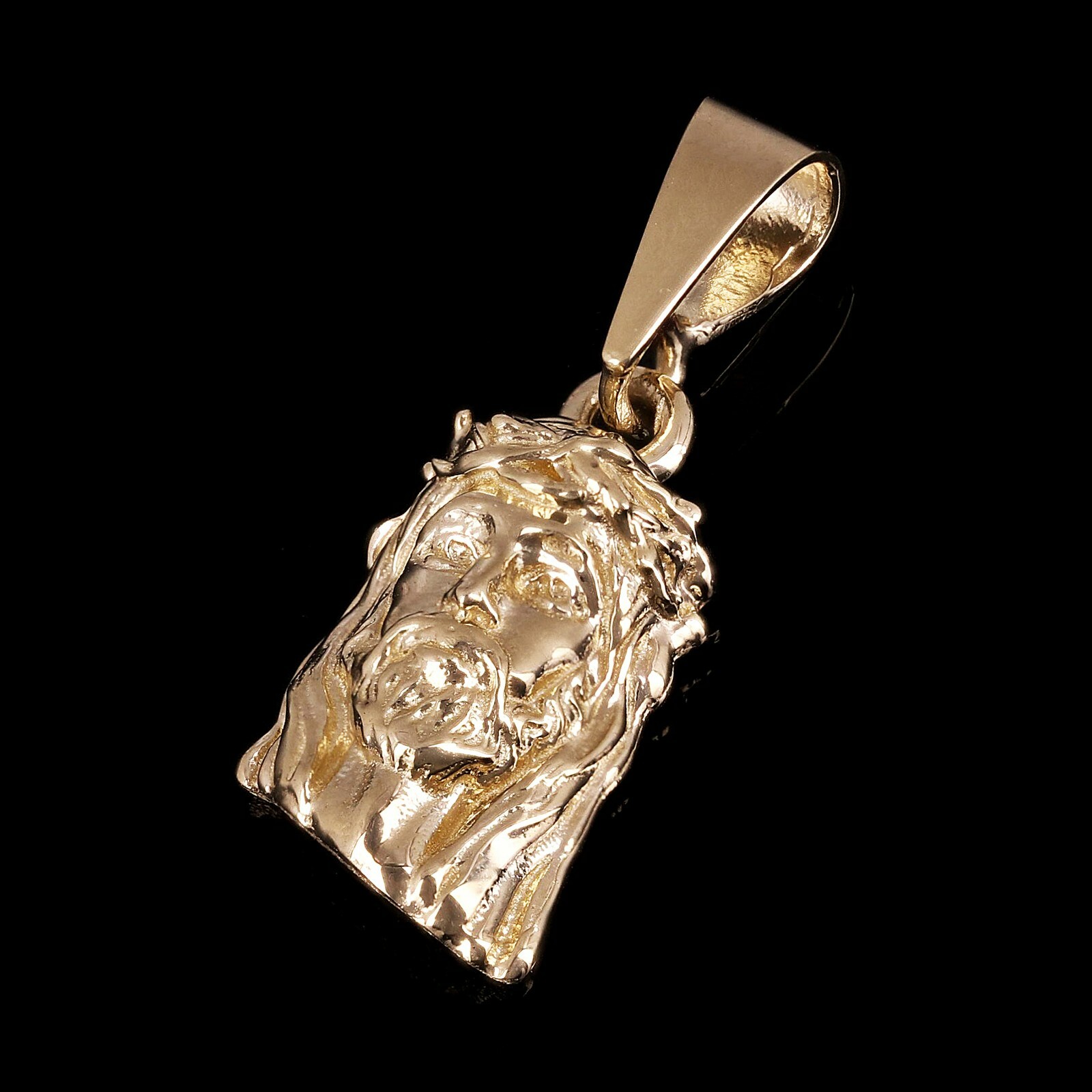 14k Yellow Gold Jesus Piece Jesus Christ Face Pendant 1.1″ 3.2 grams