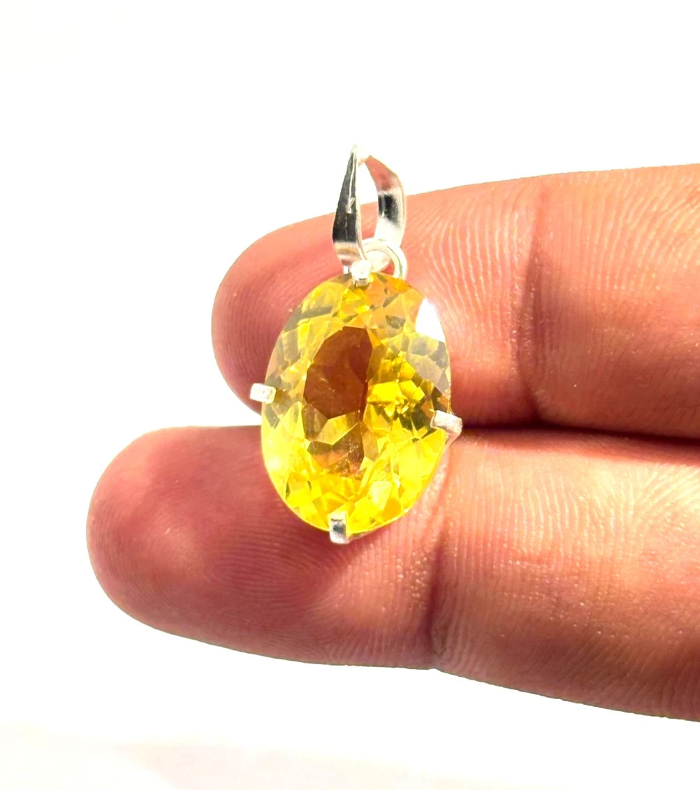 Natural Yellow Sapphire Pendant 20.80Ct Necklace Pendant 7