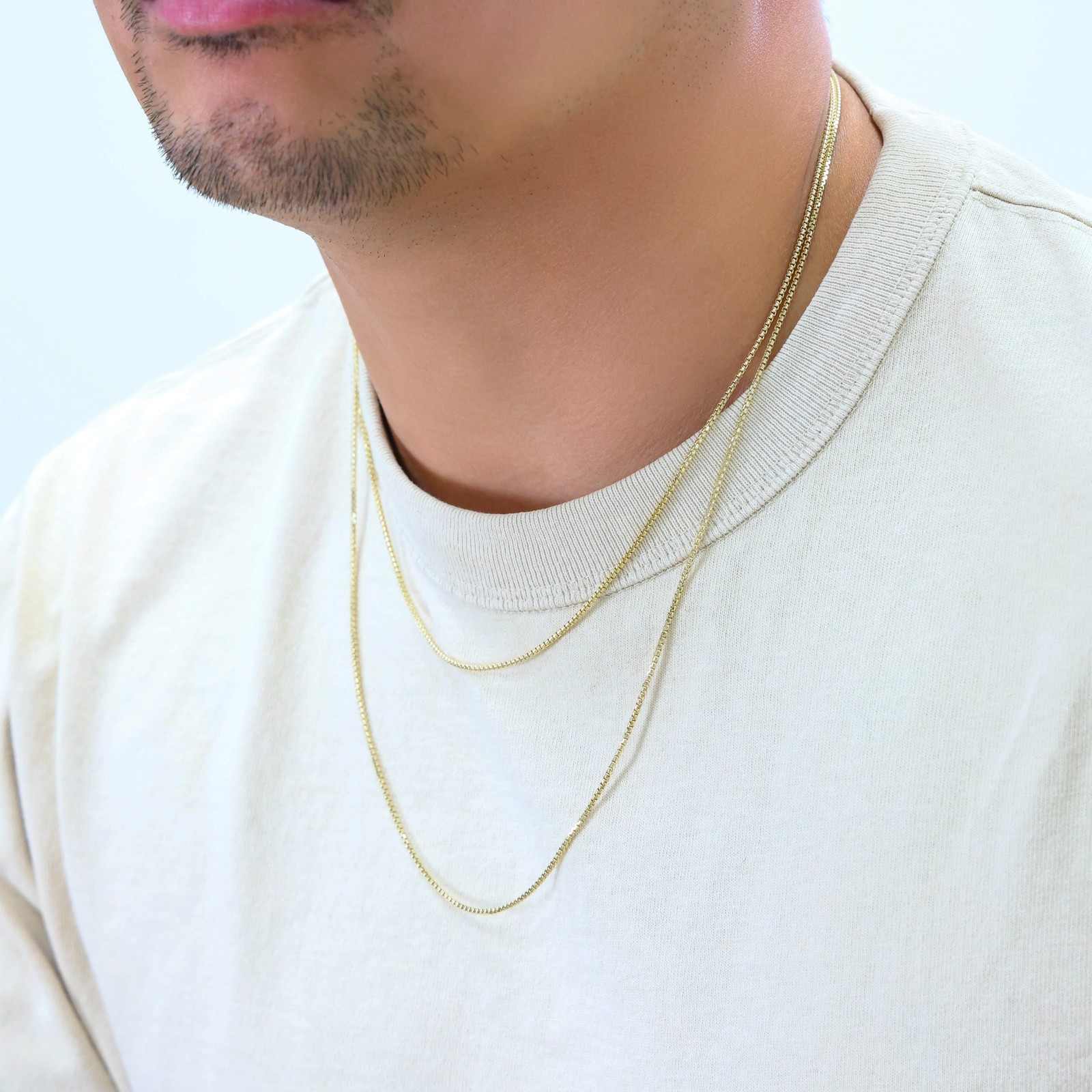 10K Yellow Gold 1.5mm Venetian Round Box Chain Link Necklace Mens Women 16″- 24″