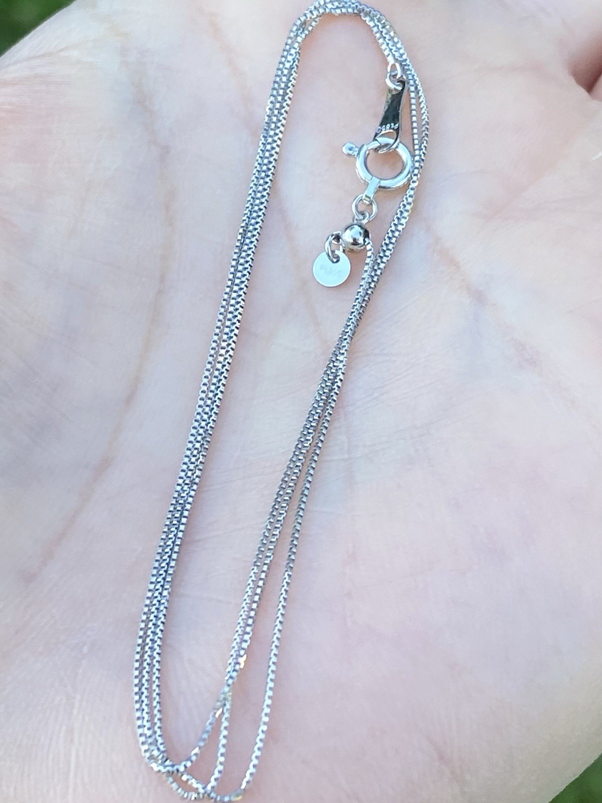 New Solid Platinum Box Chain Necklace – 18 Inches, 1.52 Grams