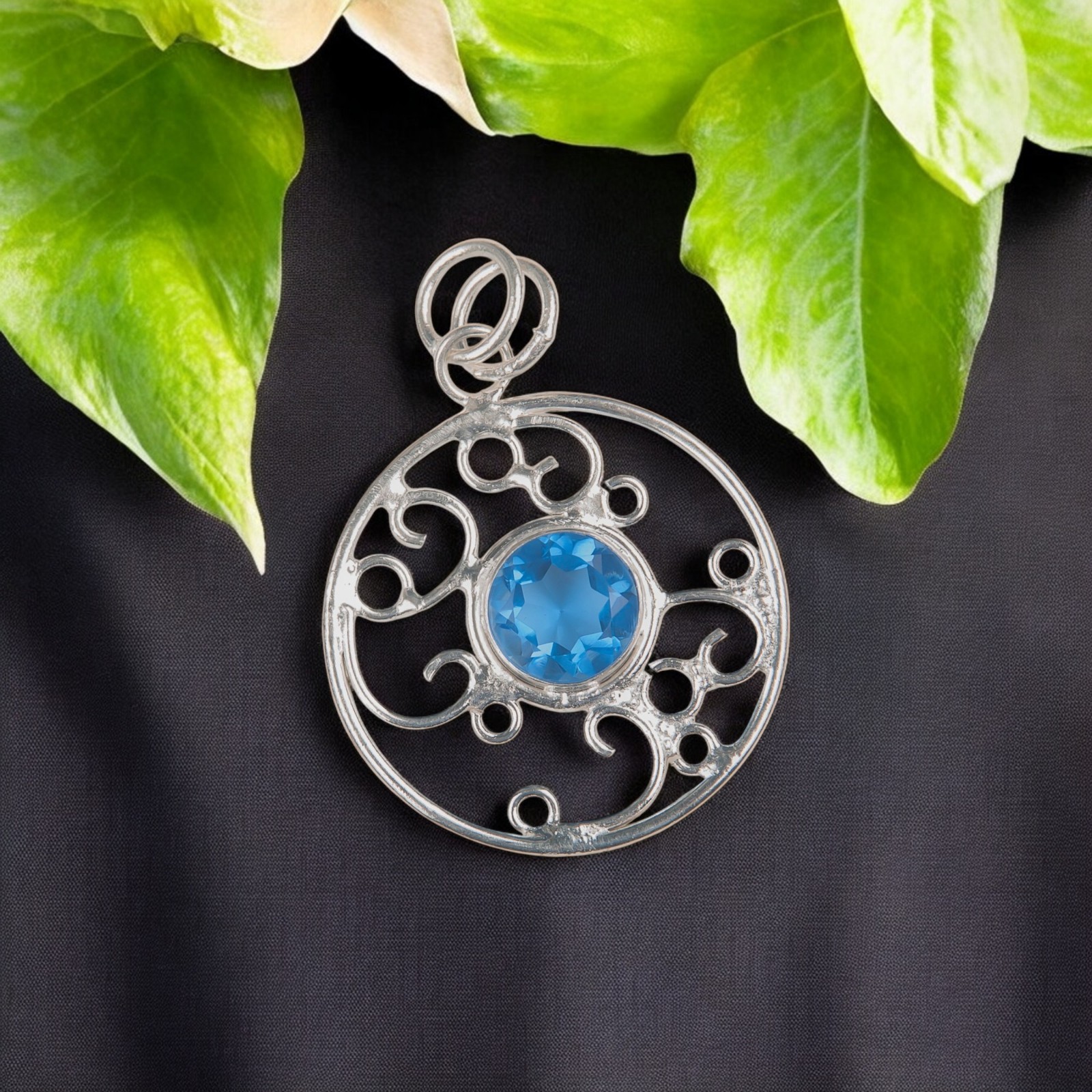 Tanzanite Gemstone Jewelry Sterling Silver Handmade Trendy Pendant 1.45″ For Her