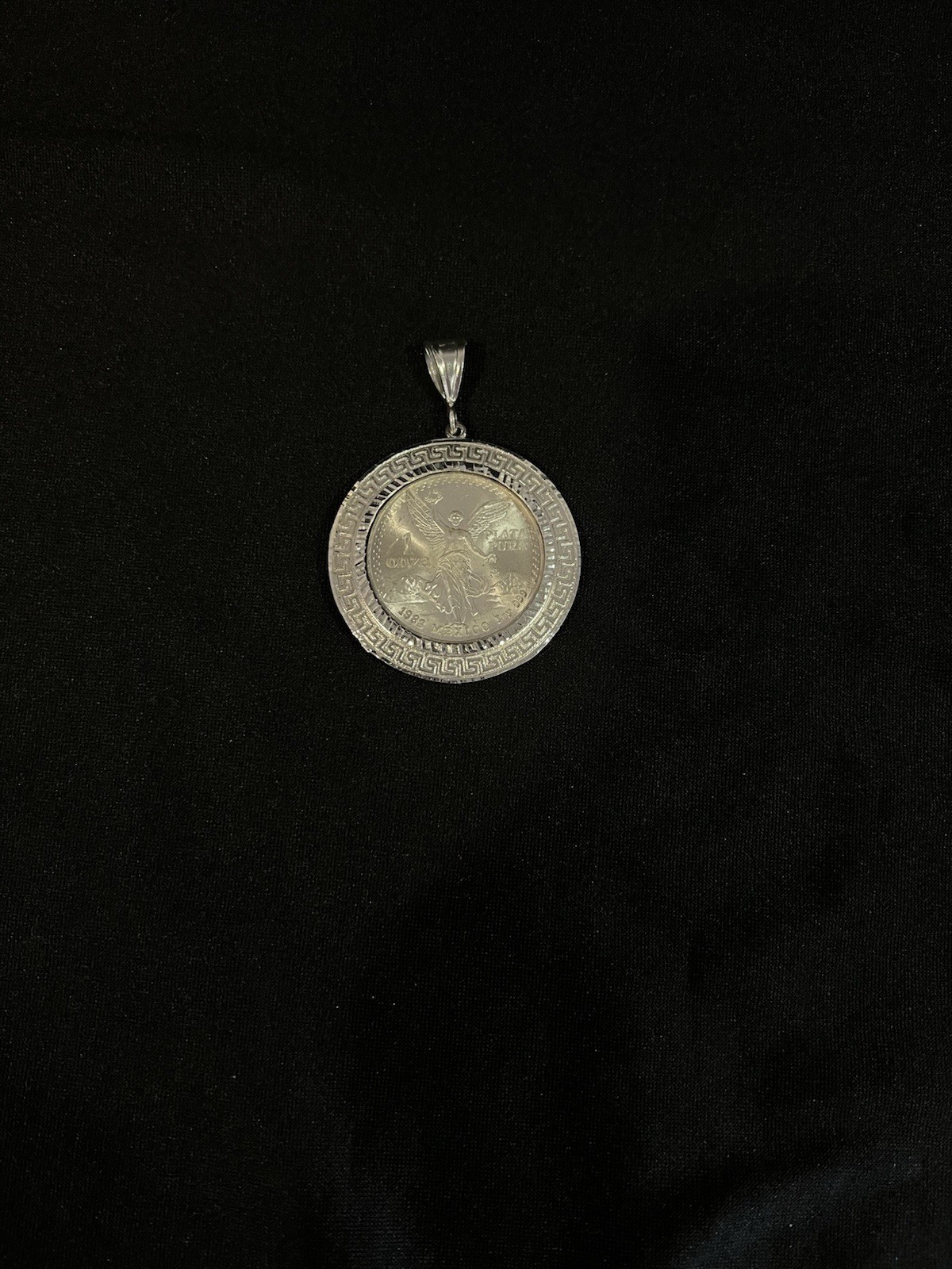 STERLING SILVER 925 BEZEL Greek Diamond Cut Pendant Does Not Include CENTENARIO