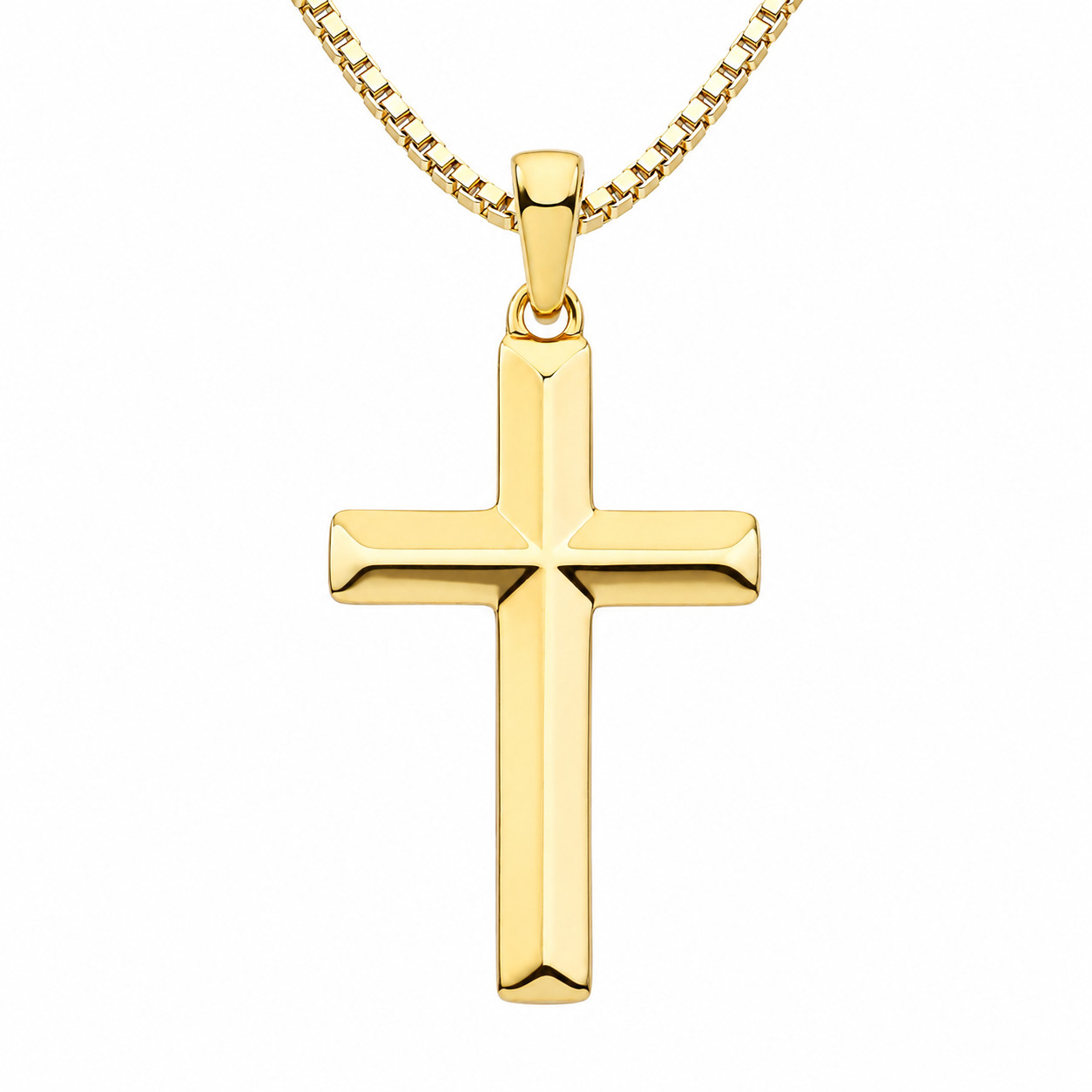 24ct Gold Plated Sterling Silver Cross Crucifix Pendant 16-22 Inch Chain