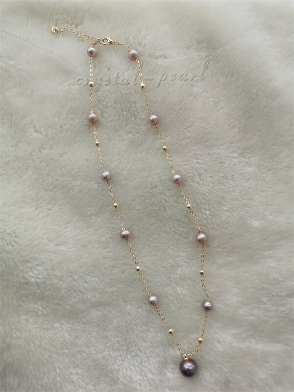 Stunning 20 ” AAA+ south sea NATURAL purple PEARL NECKLACE 14K
